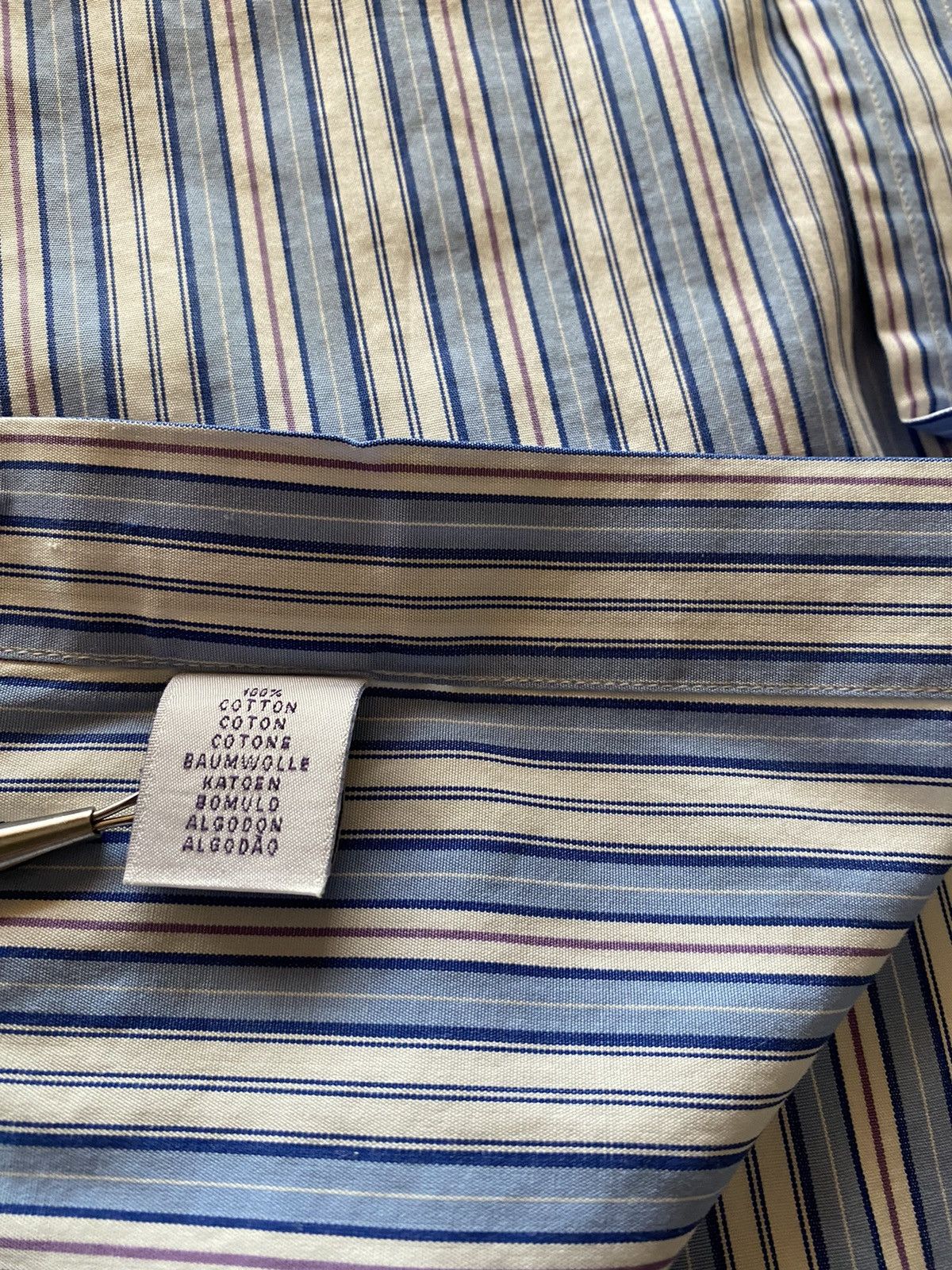 Ralph Lauren Purple Label RLPL light blue rep stripe 120s 2ply dress shirt 15 Size US S / EU 44-46 / 1 - 8 Thumbnail