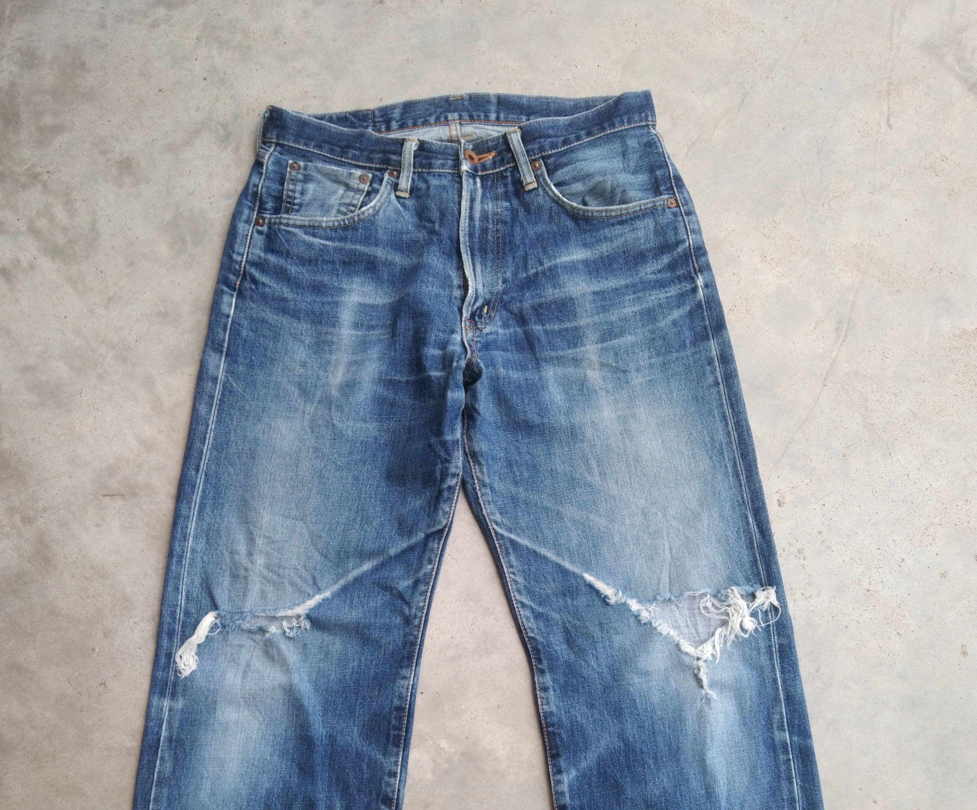 Japanese Brand Vintage Edwin Japanese Selvedge Redline Distressed Jeans Size US 30 / EU 46 - 7 Thumbnail