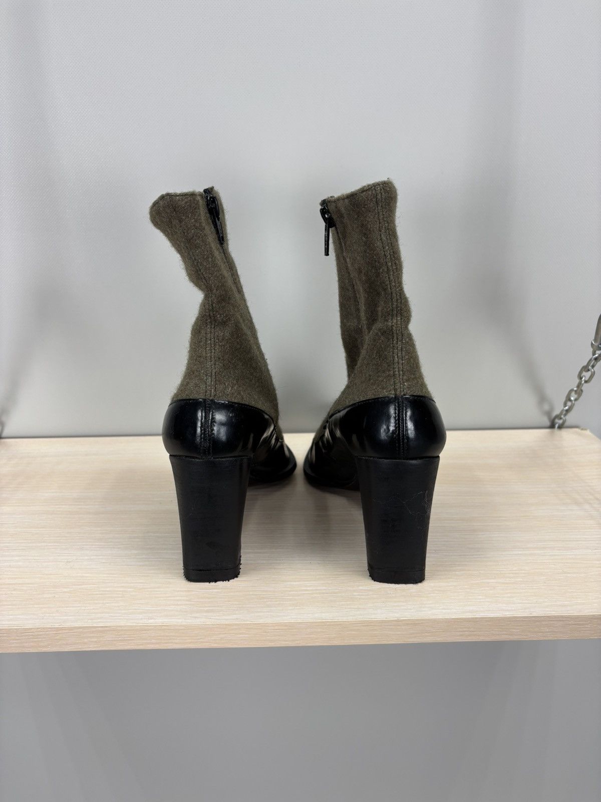 Jil Sander Womens wool heels Jil Sander Size 38 1/2 Color Green/Black Size US 8.5 / IT 38.5 - 5 Thumbnail