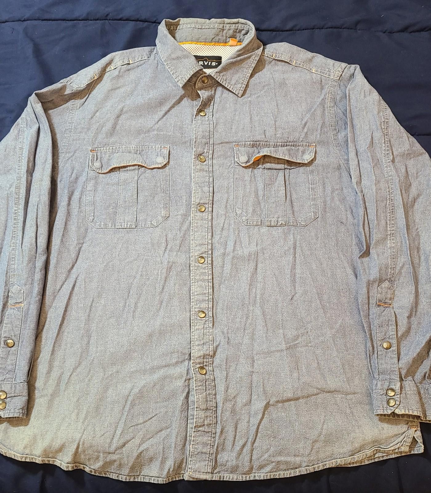 Orvis Orvis Mens Long Sleeve Shirt Size XL Denim Vent Fishing Size US XL / EU 56 / 4 - 5 Thumbnail