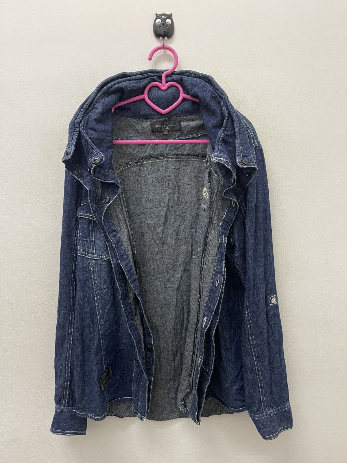 In The Attic Rare Vintage IN THE ATTIC Double Button Double Collar Hoodie Size US L / EU 52-54 / 3 - 12 Thumbnail
