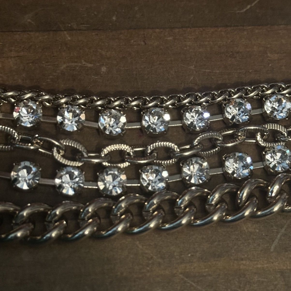 Other Gold tone chunky multi layered rhinestone & chains necklace Size ONE SIZE - 3 Thumbnail