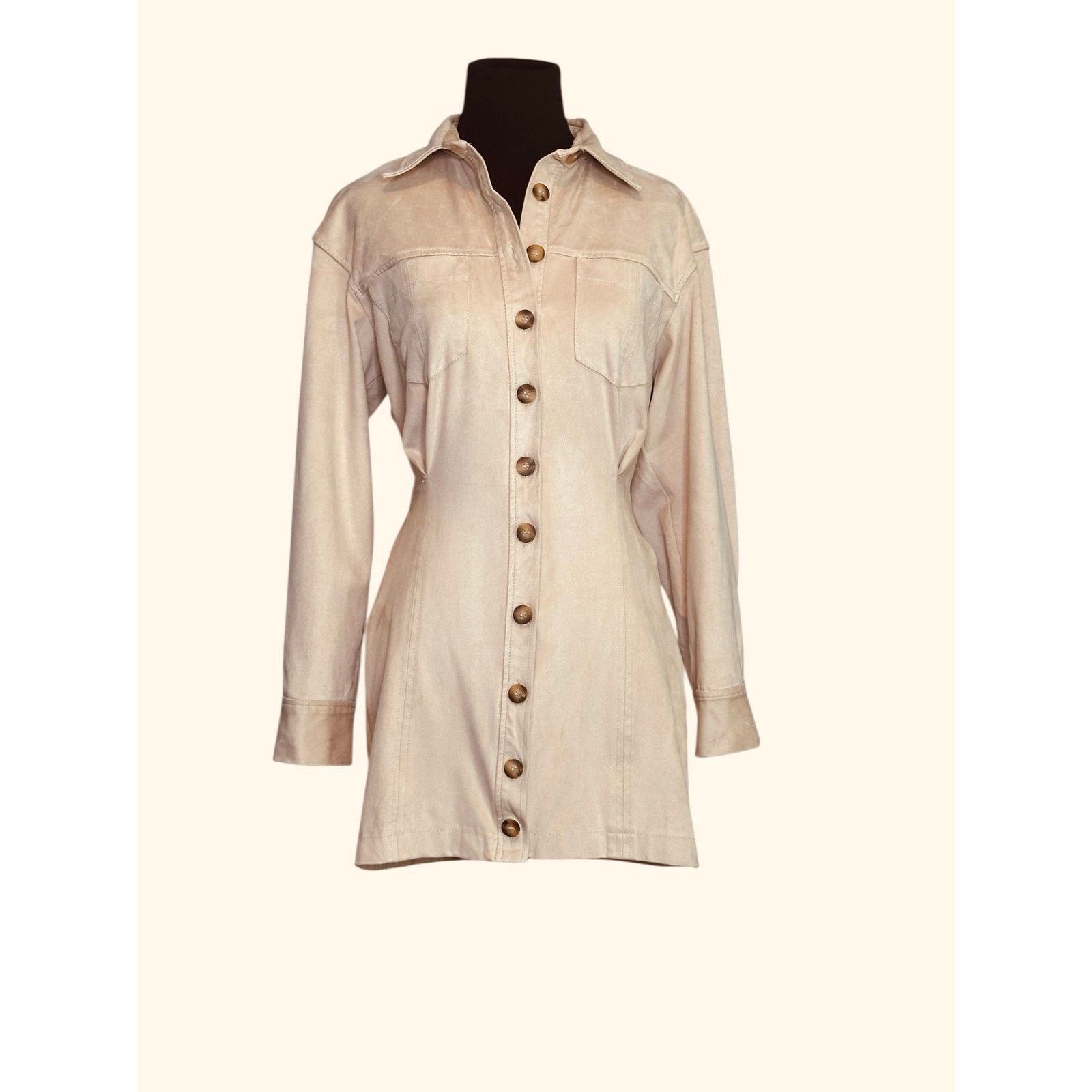 Zara Zara cream suede long sleeves shirt mini dress size Small Size S / US 4 / IT 40 - 11 Thumbnail
