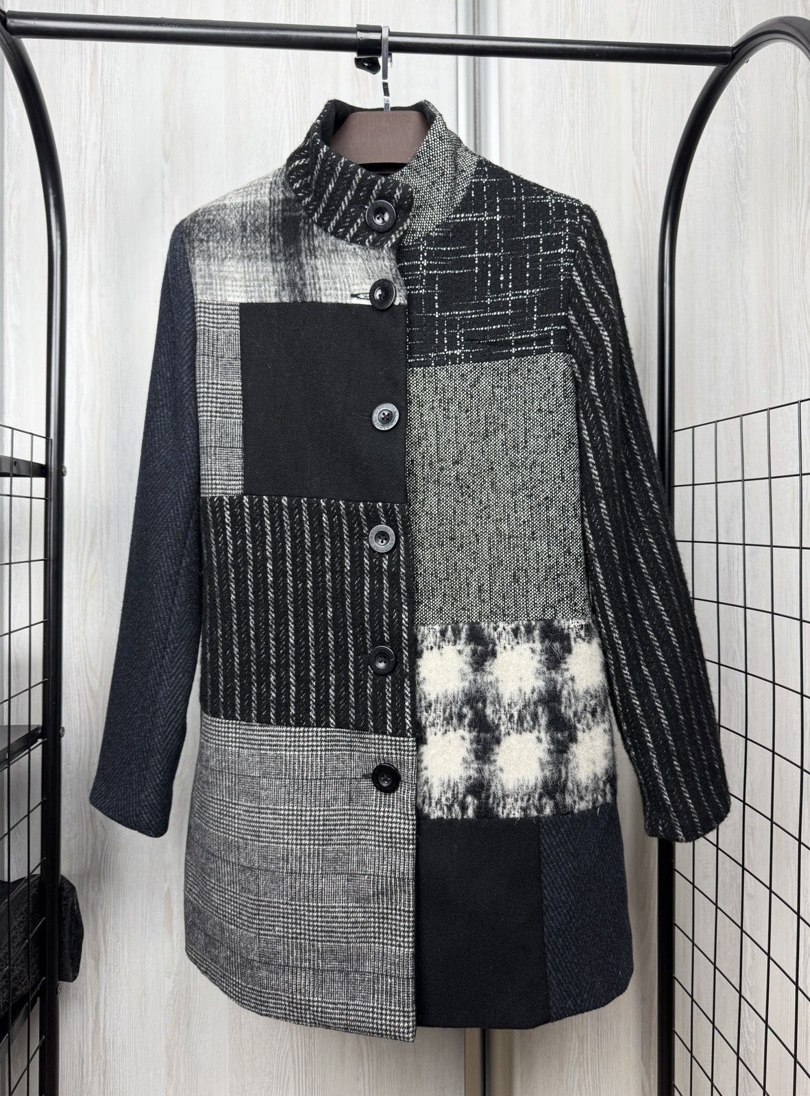 Desigual DESIGUAL women's patchwork trench coat wool blend Size M / US 6-8 / IT 42-44 - 2 Thumbnail
