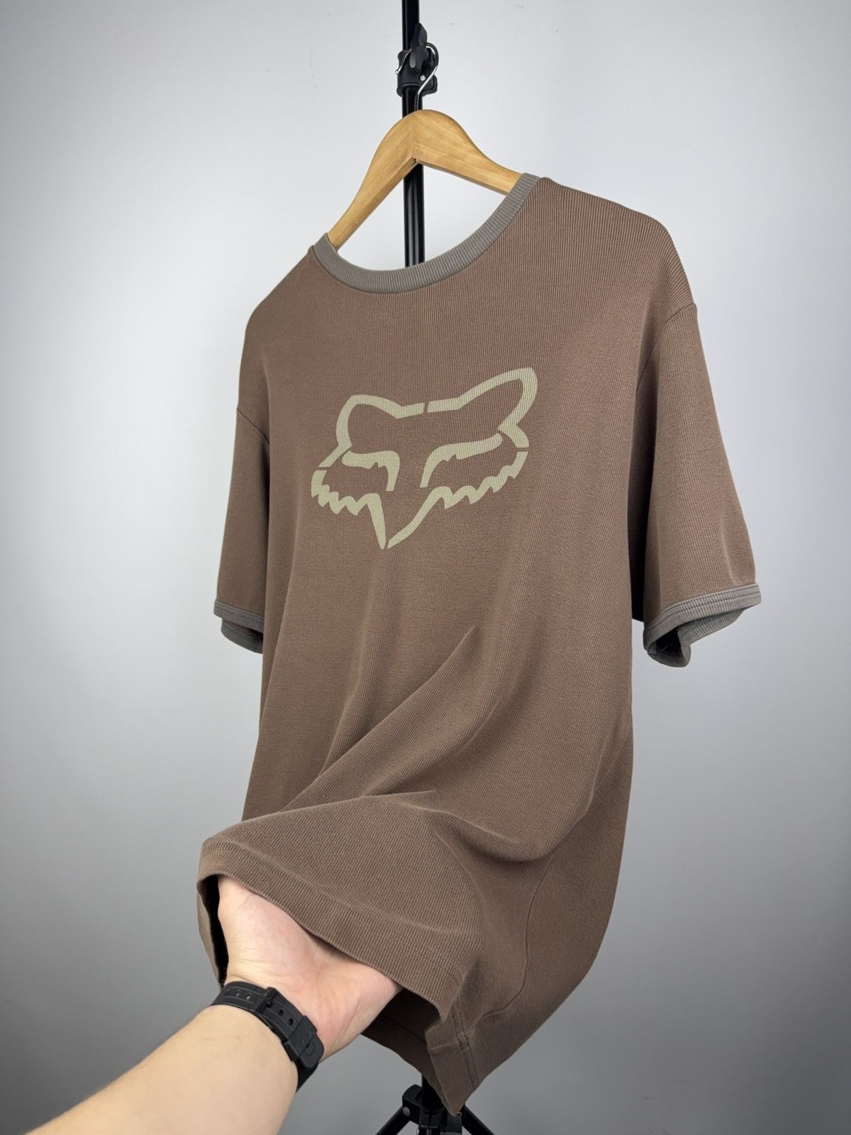 Fox Racing × Vintage Fox Racing Ribbed Brown Ringer Tee Y2K Moto Aesthetic M-L Size US M / EU 48-50 / 2 - 2 Thumbnail