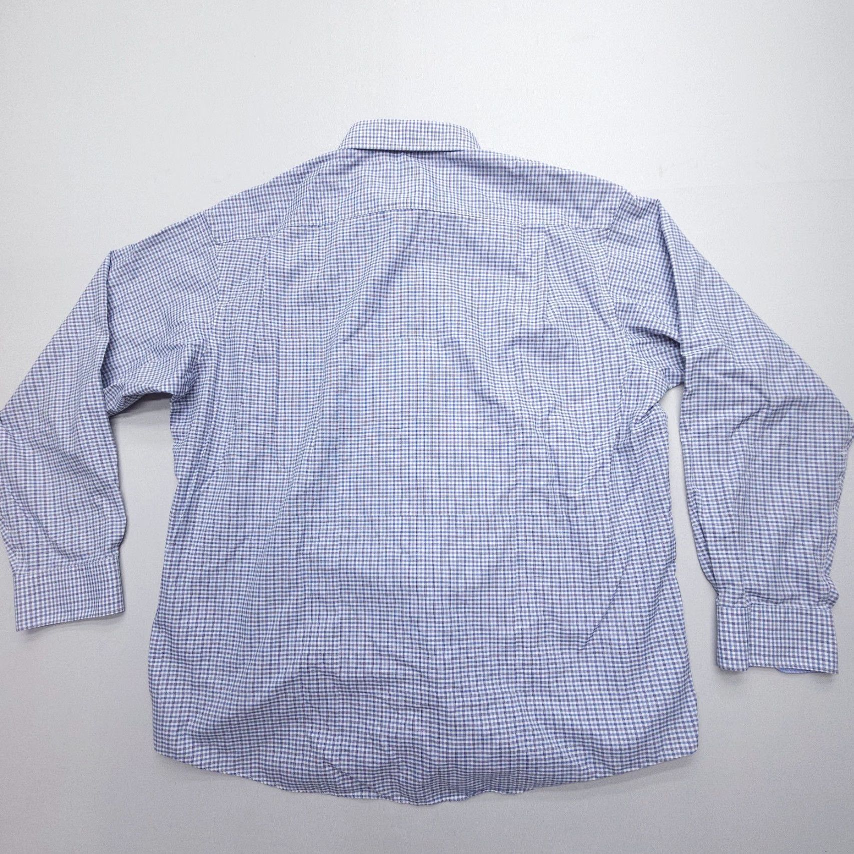 Jos. A. Bank Jos. A. Bank Reserve Dress Shirt Mens XL Blue White Plaid Egyptian Cotton Size 46R - 2 Thumbnail