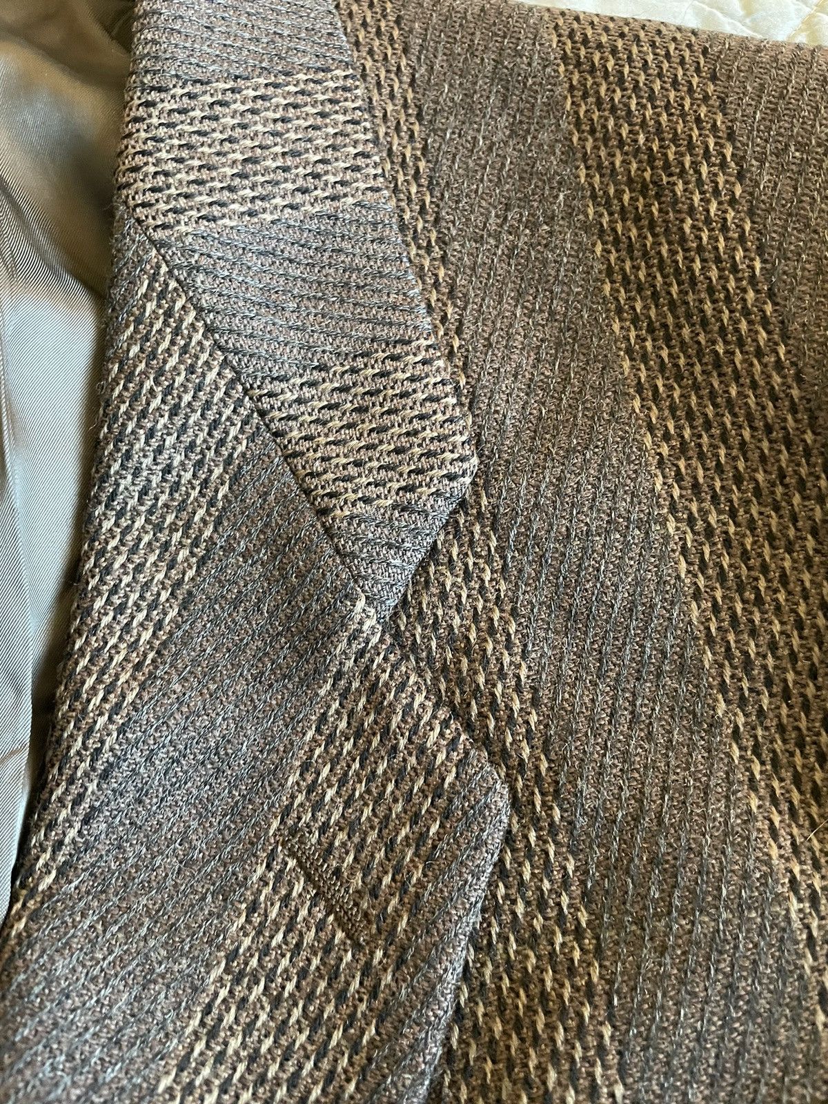 Giorgio Armani Textured Stripe Wool Tweed Jacket Size 42L - 2 Thumbnail