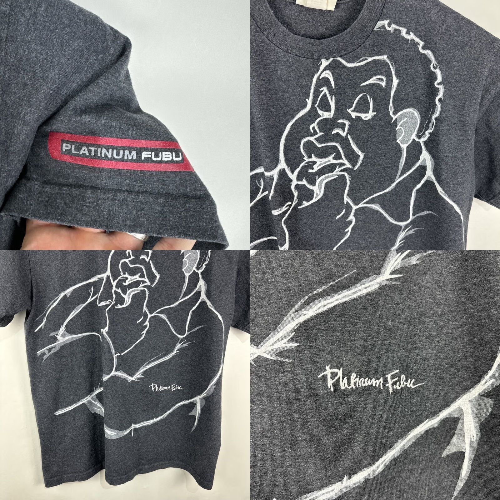Fubu VINTAGE FUBU Shirt XL Fat Albert Graphic Made in USA Gray Logo Platinum Hip Hop 90s Mens Size US XL / EU 56 / 4 - 8 Thumbnail