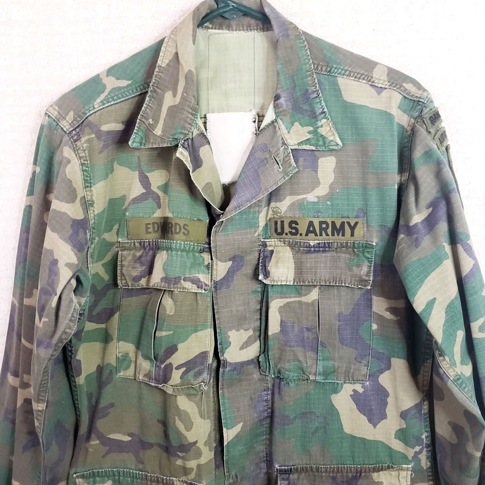 Vintage VINTAGE US Army Jacket Mens M Woodland Camo Combat Coat Hot Weather Ranger Patch Men Jacket Woodland Army Camo Green XS? Size US M / EU 48-50 / 2 - 2 Thumbnail