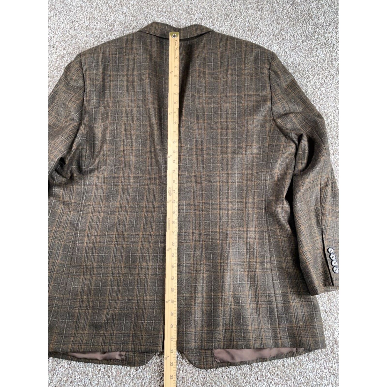 Jos. A. Bank VINTAGE Jos. A. Bank Wool Blazer Men's 50 Regular Brown Glen Check Plaid 2-Button Jacket Size 50R - 7 Thumbnail