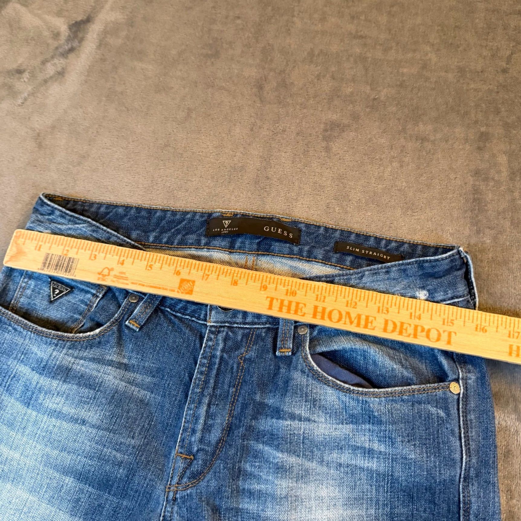 Guess GUESS Jeans Slim Straight Mens 30x32 Blue Distressed Denim Pants Casual Size US 30 / EU 46 - 7 Thumbnail