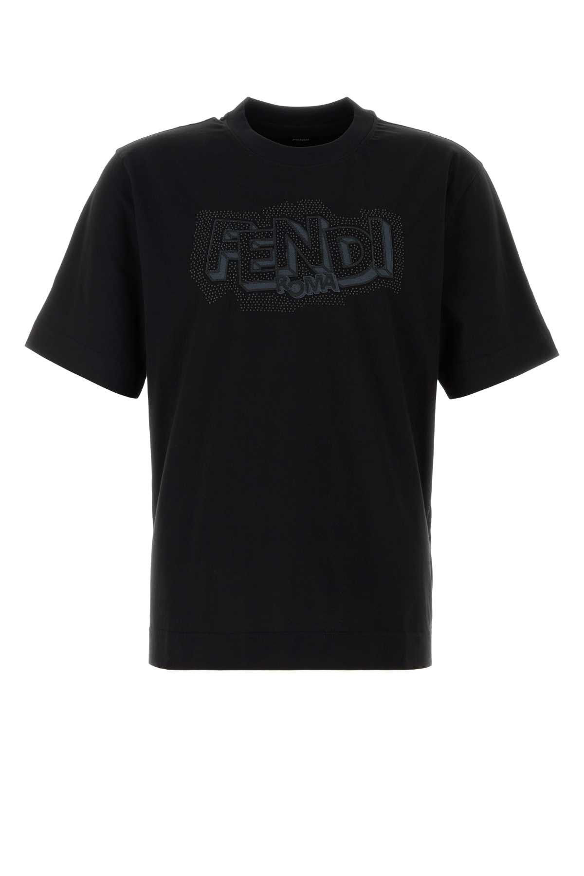 Fendi Black Cotton T-Shirt Size US M / EU 48-50 / 2 - 1 Thumbnail