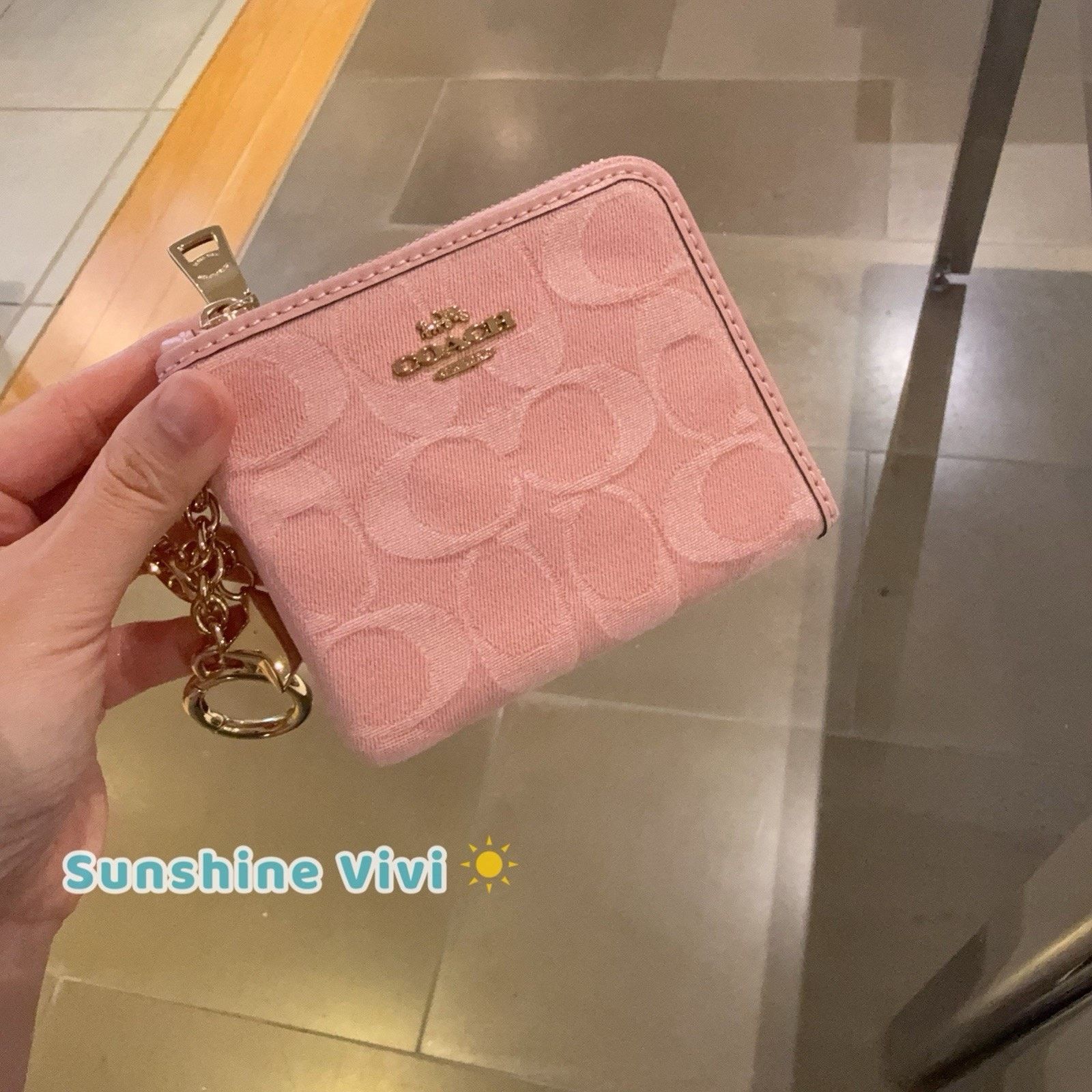 Coach NWT Coach Small Corner Zip Wallet Denim Charms CEU98 Pink Size ONE SIZE - 7 Thumbnail