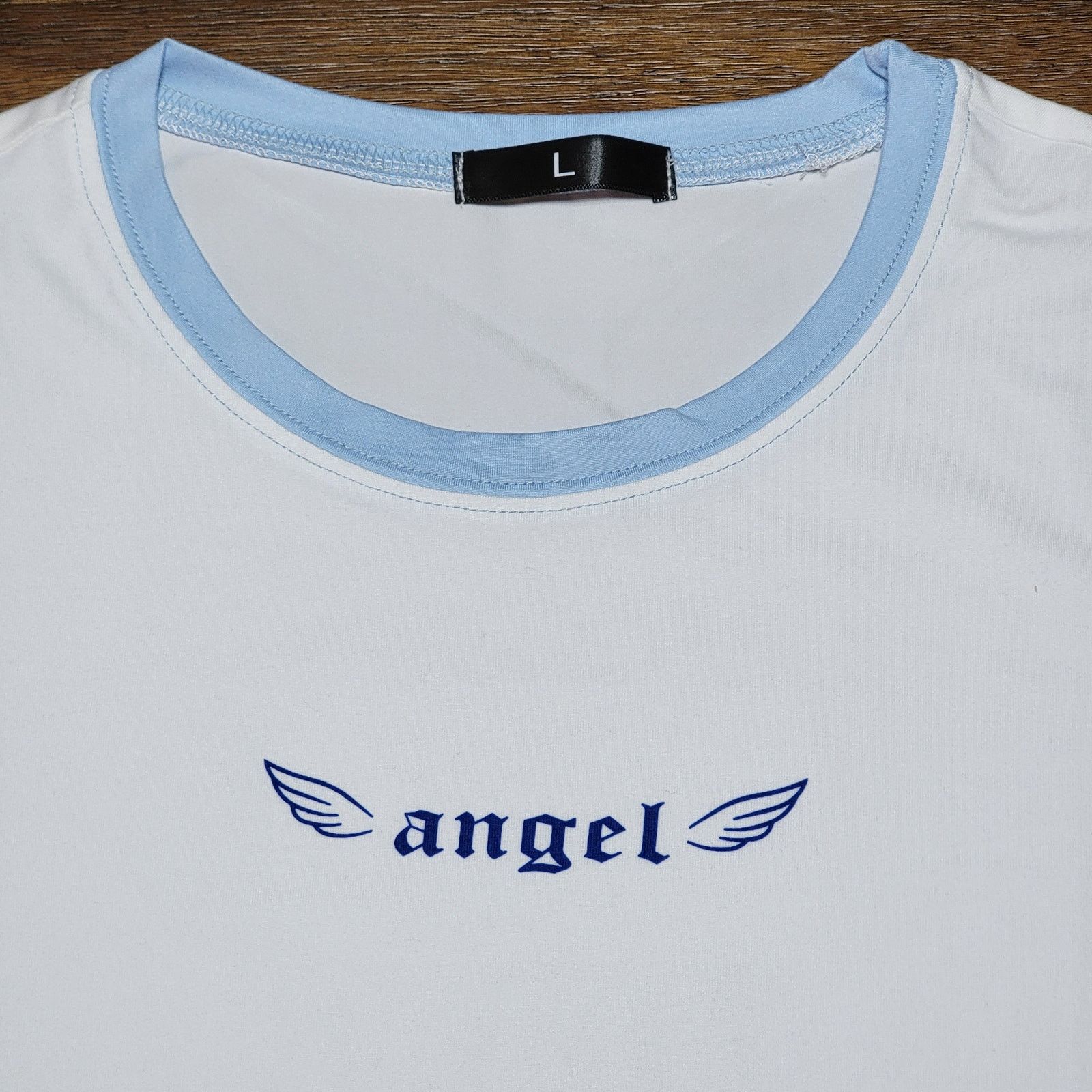 Other White & Blue Crop Tee "Angel" - Size Ladies XS(Junior Large) Size XS / US 0-2 / IT 36-38 - 2 Thumbnail