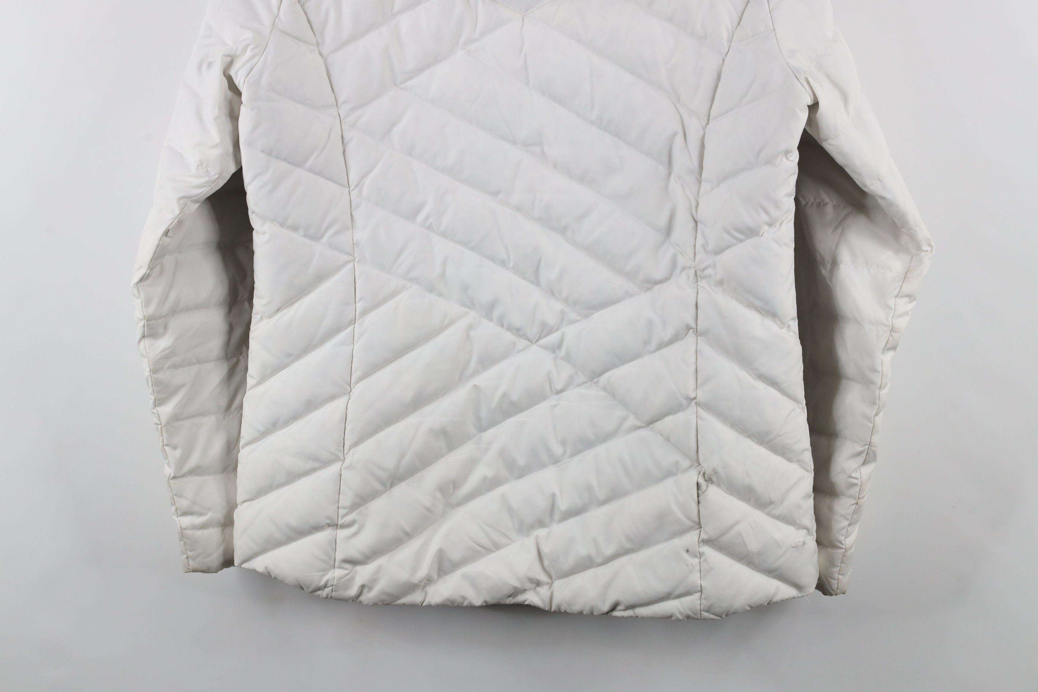 Eddie Bauer × Vintage Eddie Bauer Distressed Goose Down Hooded Puffer Jacket White Size L / US 10 / IT 46 - 16 Thumbnail