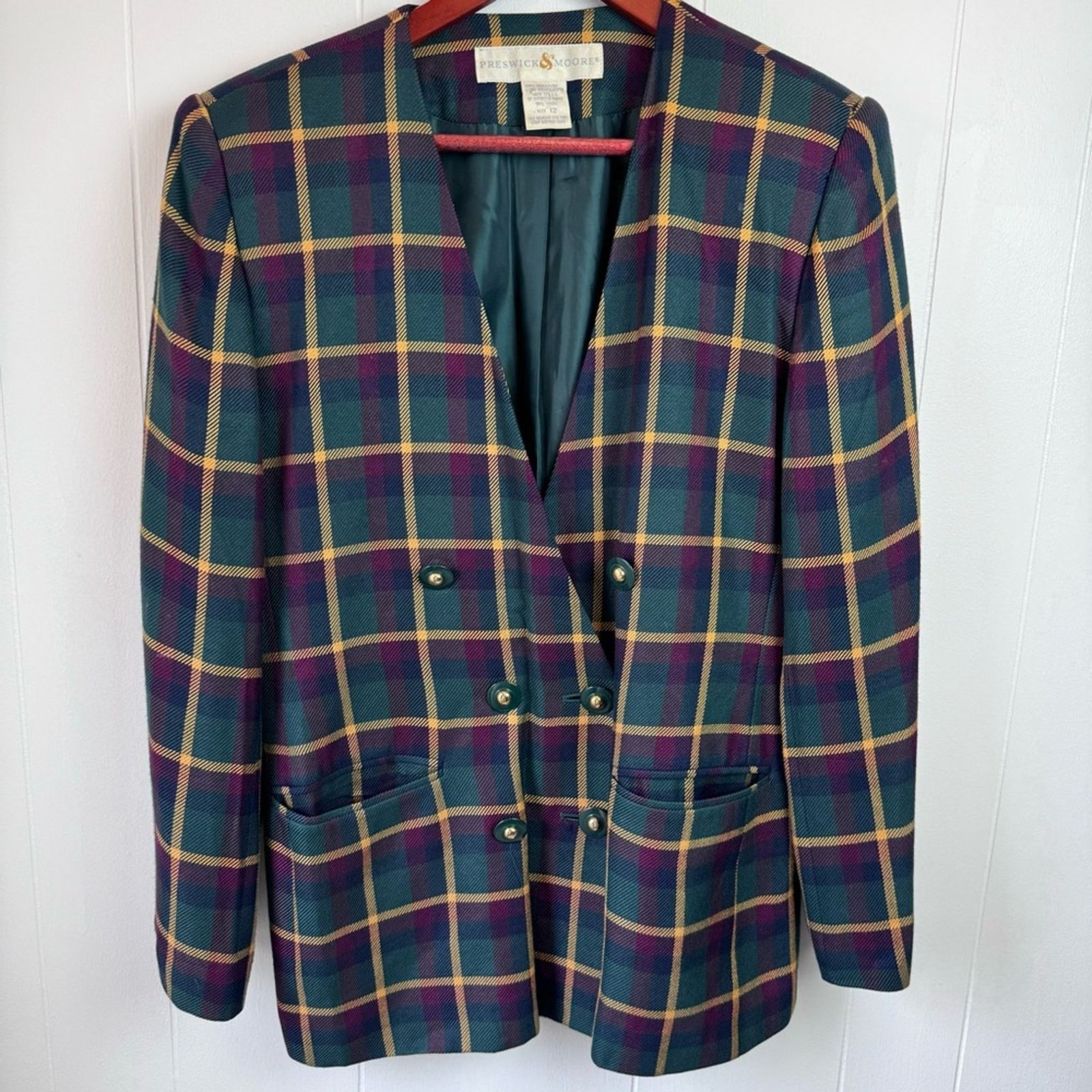 Vintage Vintage Fall Plaid Collarless Button Blazer Women’s Size Med Size M / US 6-8 / IT 42-44 - 8 Thumbnail