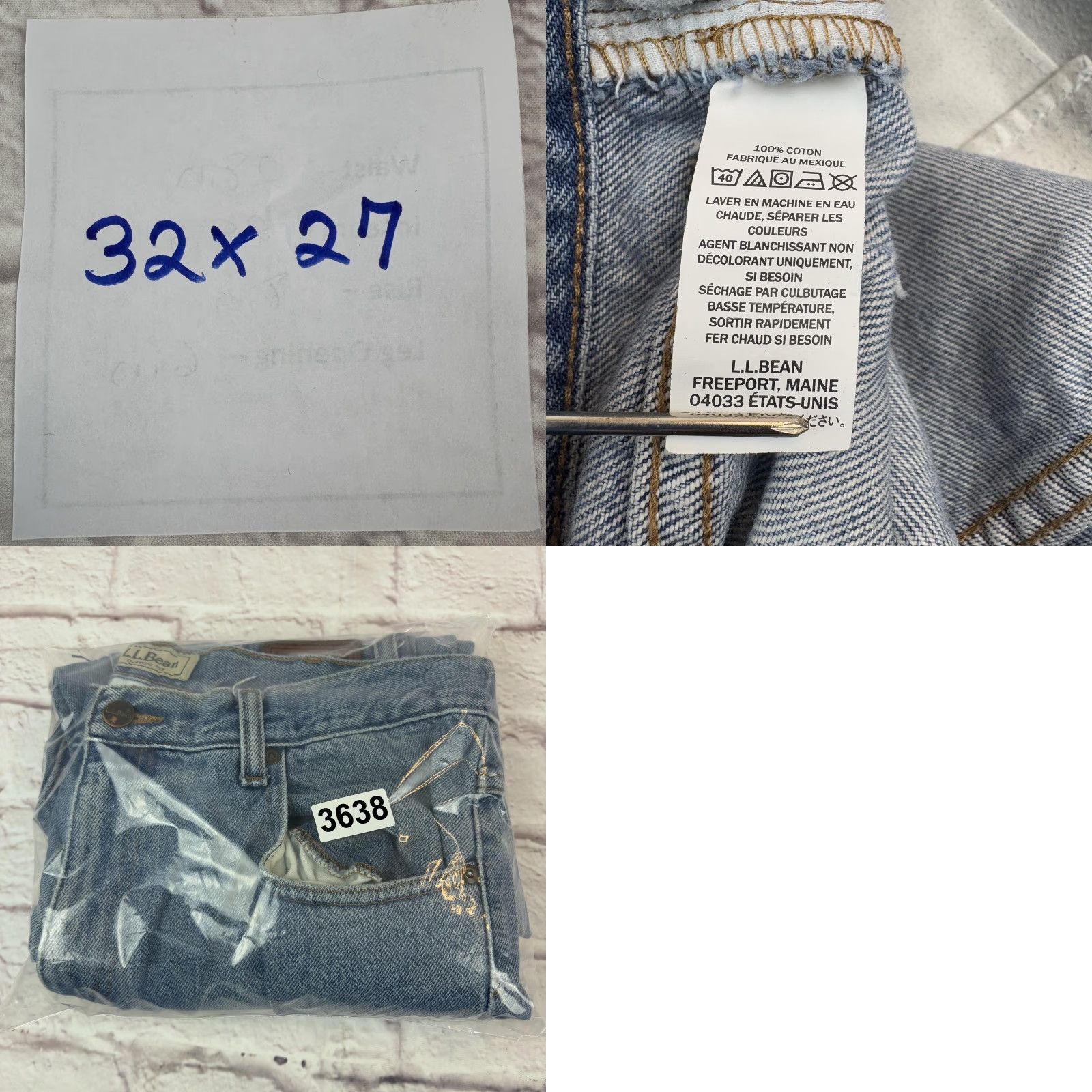 Vintage L.L.Bean Jeans Mens 32x27 Blue Classic Fit 100% Cotton Denim Pants Straight Leg Size US 32 / EU 48 - 9 Thumbnail
