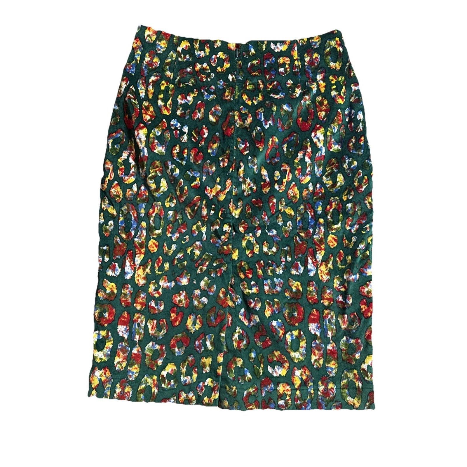 Samantha Sung Samantha Sung Green Multi Cheetah Wool Silk Blend MIDI 8 Size 30" / US 8 / IT 44 - 3 Thumbnail