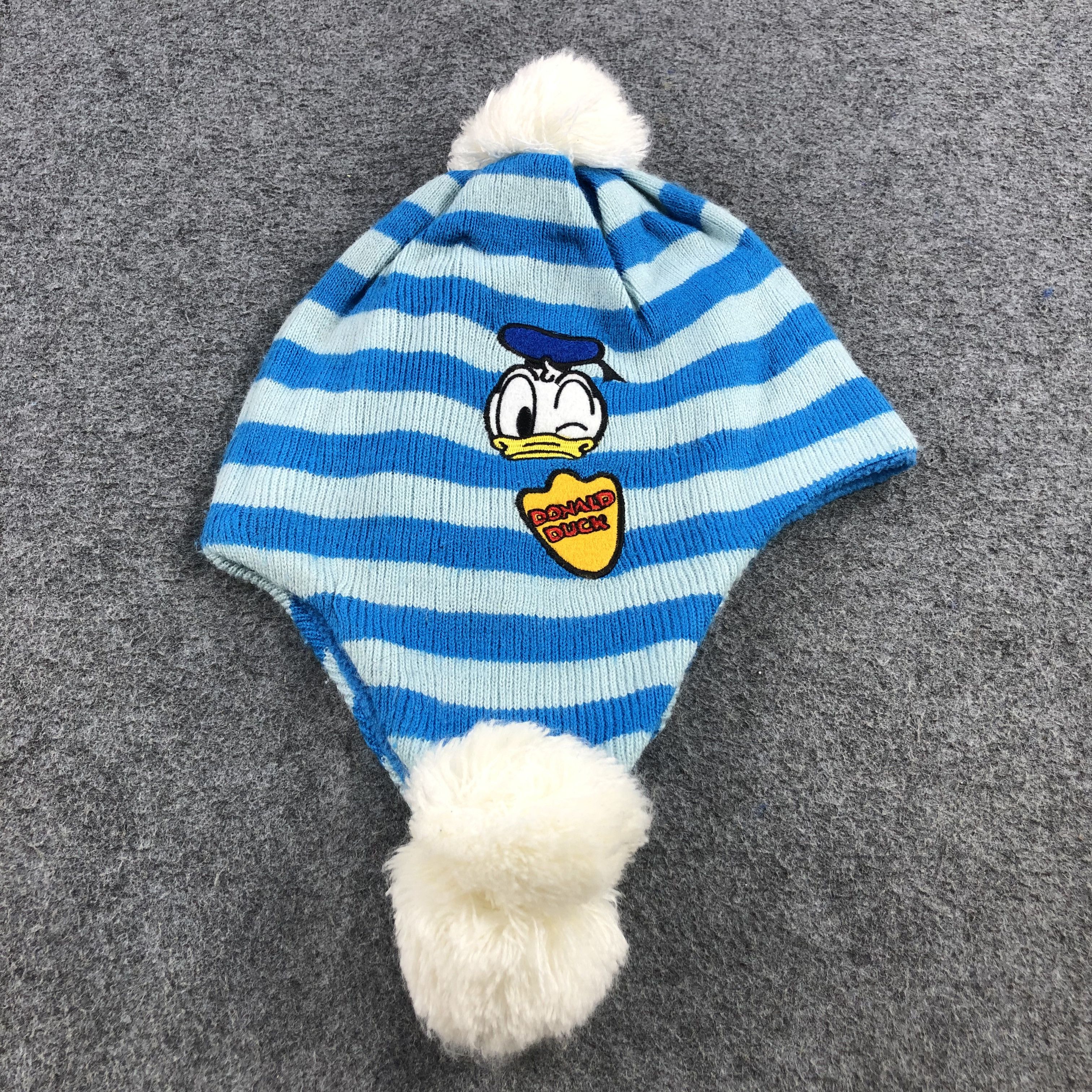 Disney Donald Duck Striped Earflap Bobble Beanie Snowcap B126 Size ONE SIZE - 2 Thumbnail