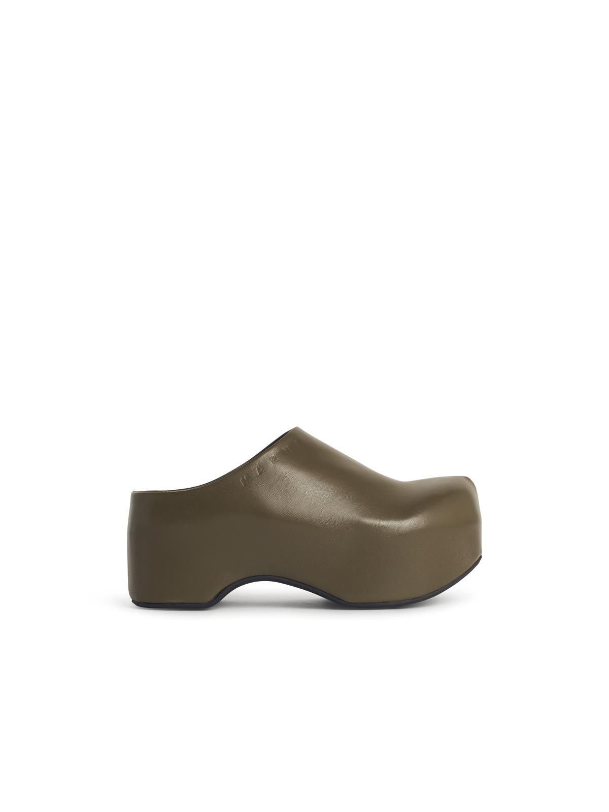 Marni 'chunky' Green Leather 'deepsage' Clog Sabots Shoes, Women's (Size 6)
