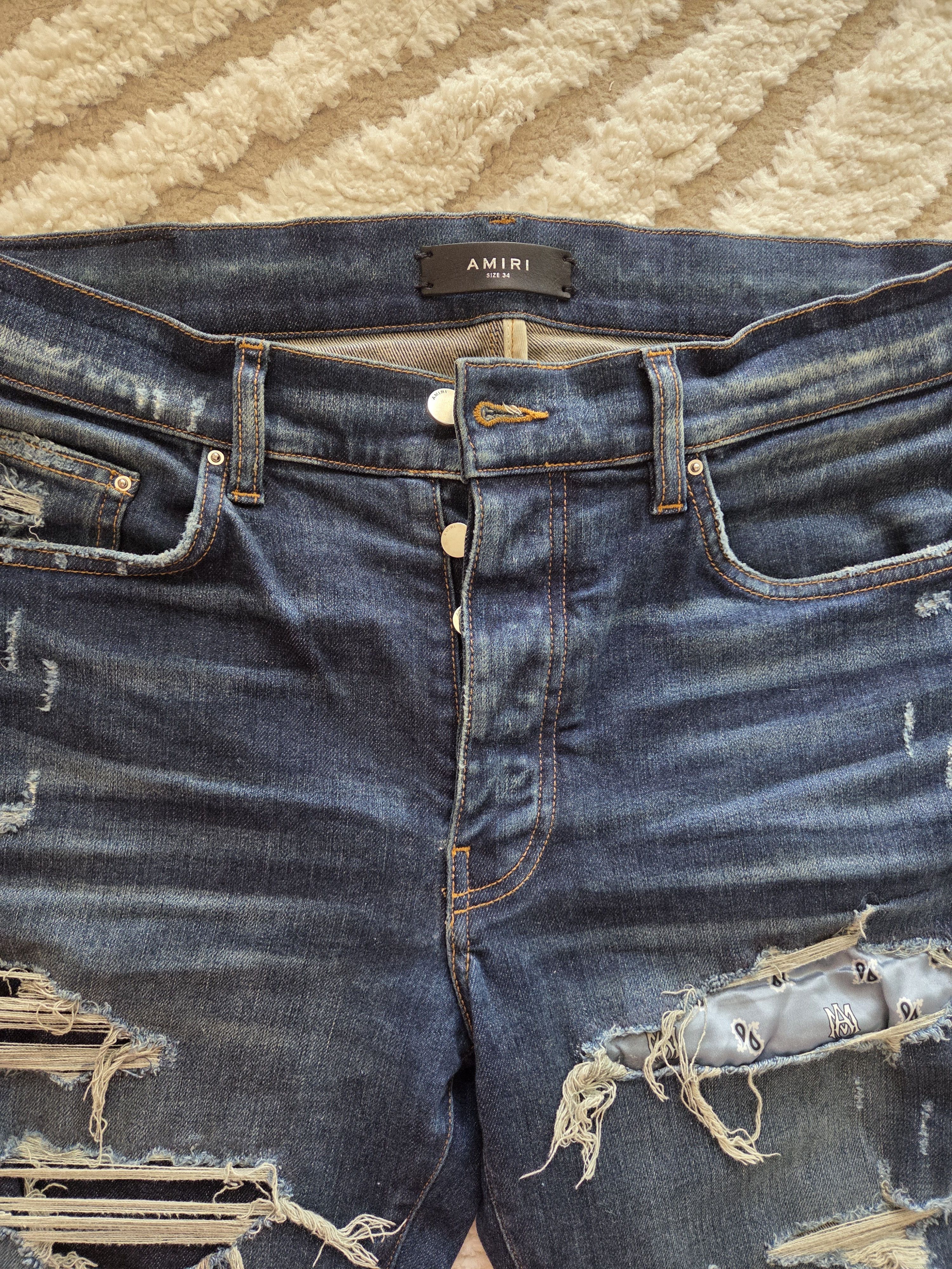 Amiri AMIRI Distressed Jean - Dark Wash Bandana Patch Denim Size US 34 / EU 50 - 8 Thumbnail