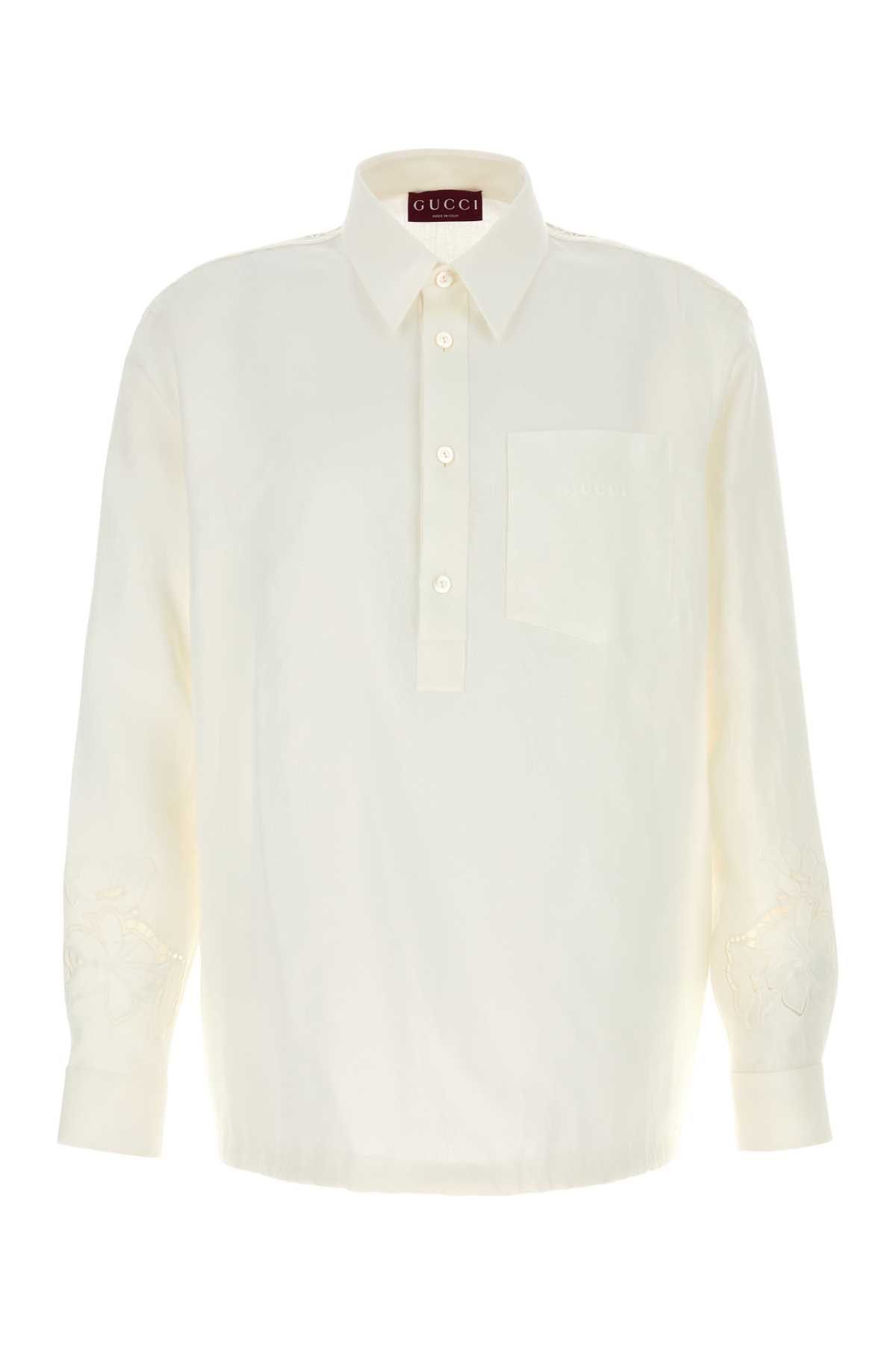 Gucci White Linen Polo Shirt Size US L / EU 52-54 / 3 - 1 Thumbnail
