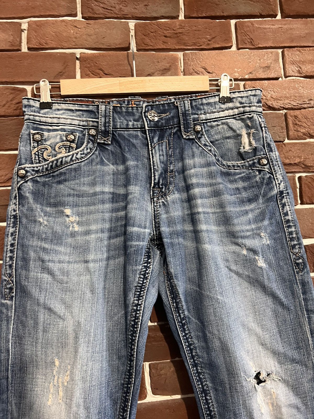 Rock Revival Rare Vintage Rock Revival Drip Denim Jeans Pants USA 32 Size US 32 / EU 48 - 5 Thumbnail