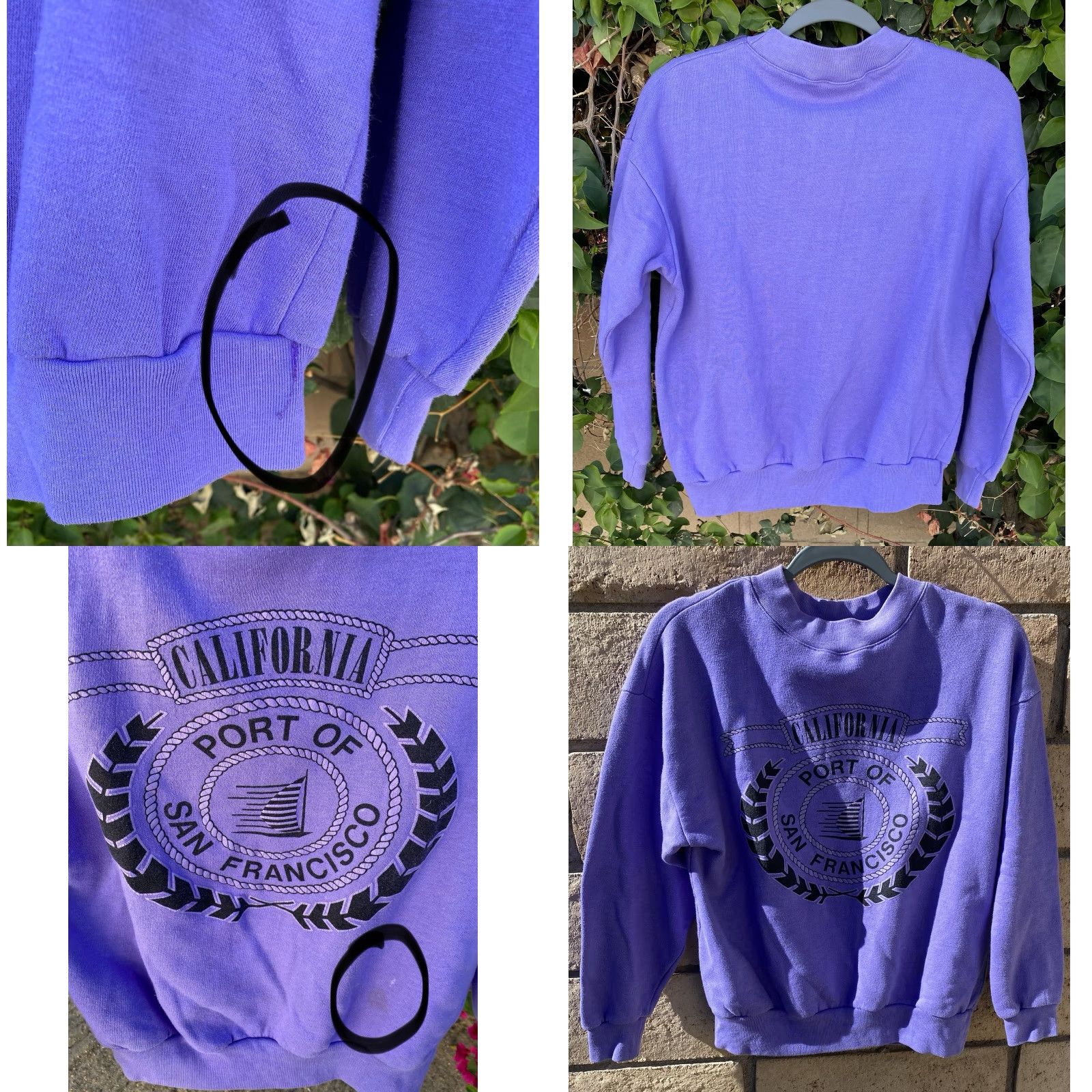 Vintage VINTAGE The Tops Port Of San Francisco Sweatshirt Purple Purple USA Made L Large Cotton Polyester blend Graphic Print Pullover Crewneck Men Size US L / EU 52-54 / 3 - 8 Thumbnail