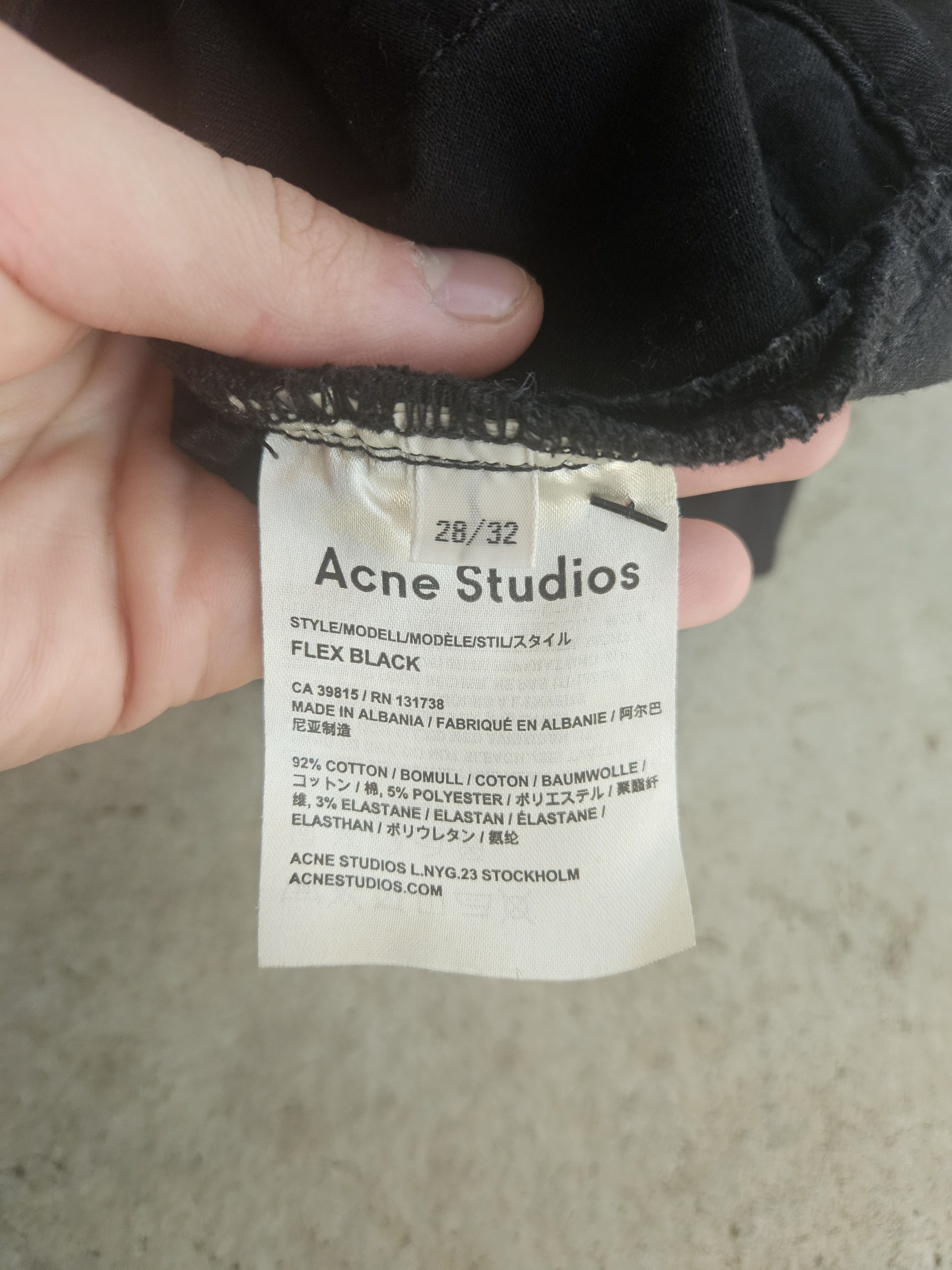 Acne Studios Flex Black Slim Fit Black Denim Jeans Size US 28 / EU 44 - 8 Thumbnail