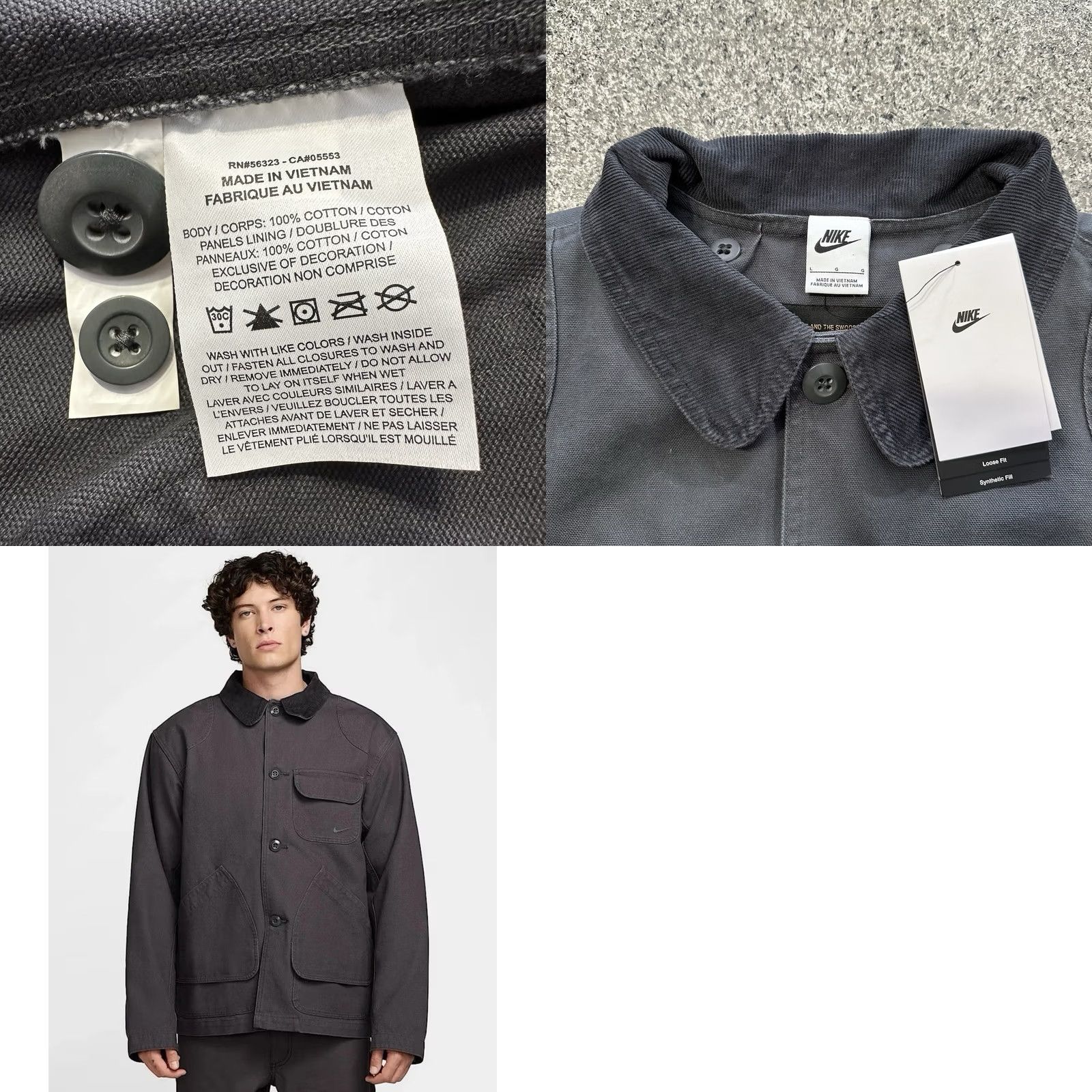 Nike Nike Life Flannel Lined Barn Coat Heavy Chore Grey Mens L Detachable Lining Jacket Size US L / EU 52-54 / 3 - 9 Thumbnail