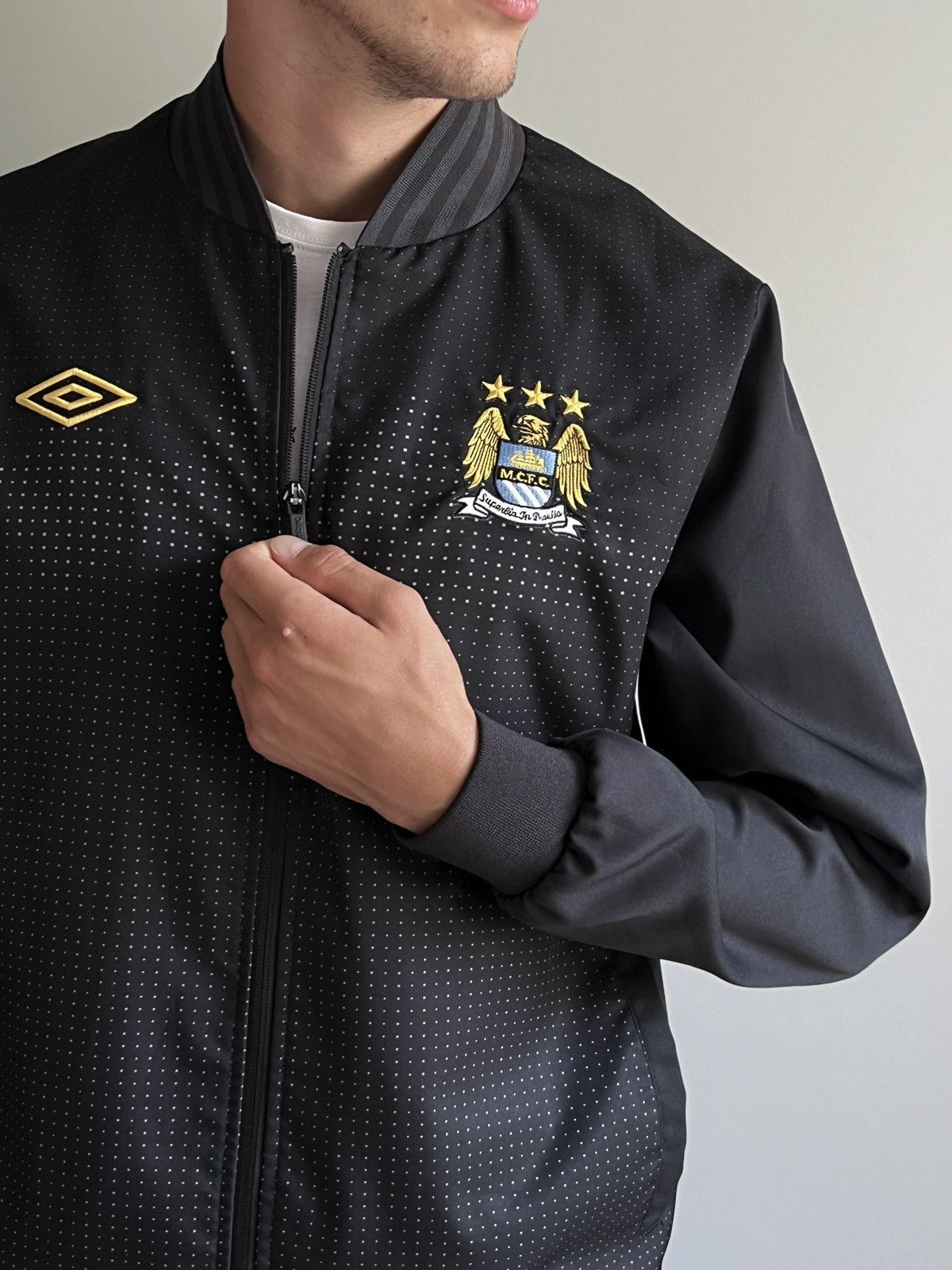 Vintage Umbro Manchester City Soccer Bomber Jacket
