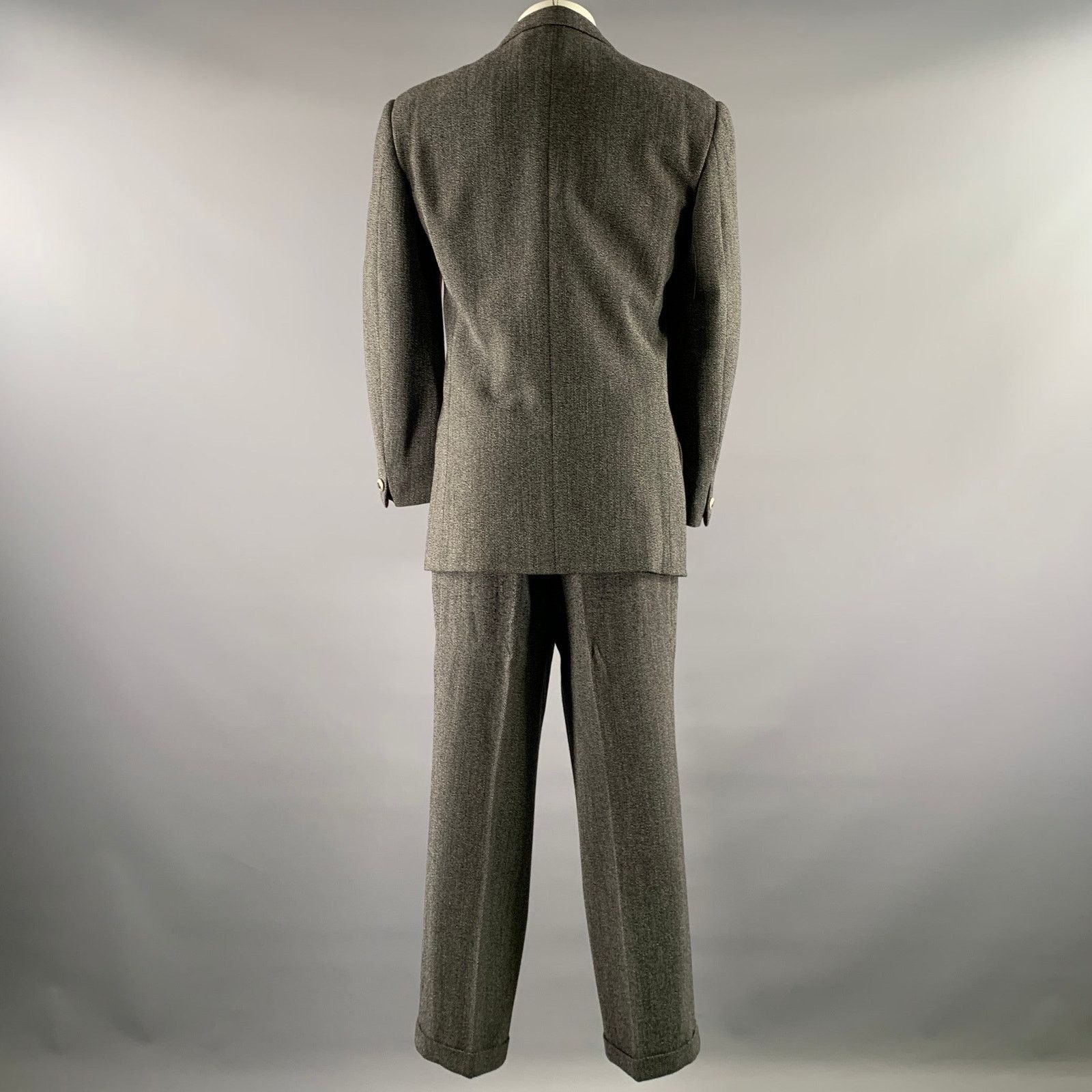 Versace V2 by VERSACE Grey Black Heather Double Breasted Suit Size 42R - 3 Thumbnail
