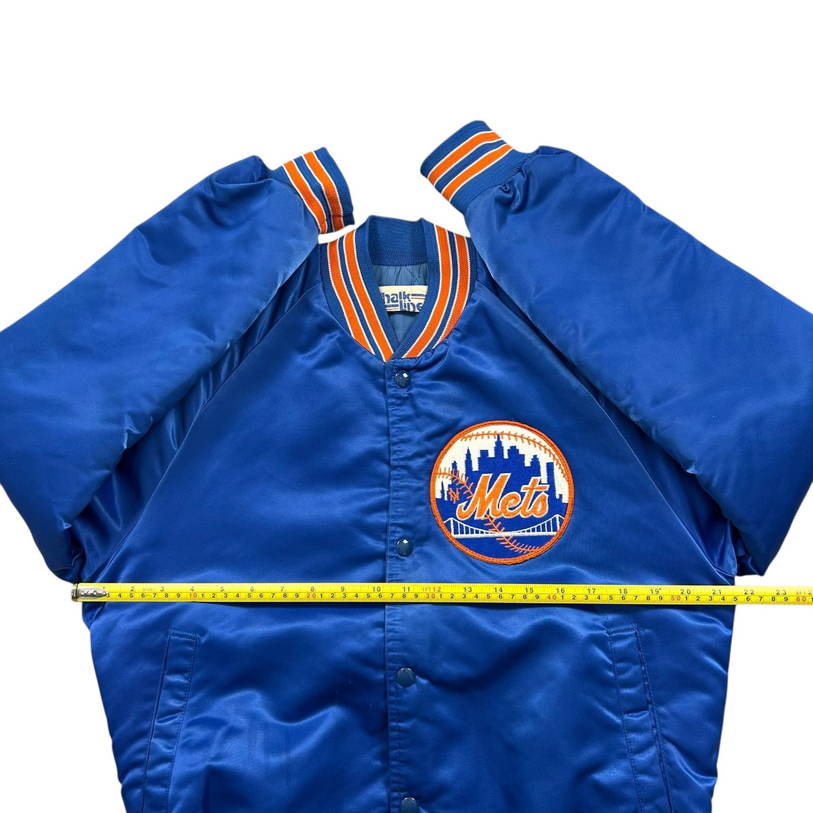 MLB VTG 90s NEW YORK METS CHALK LINE SATIN JACKET SPELL OUT Size US M / EU 48-50 / 2 - 10 Thumbnail