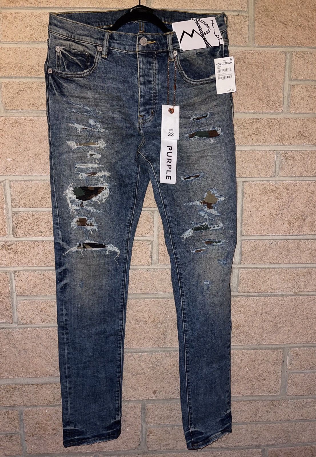 image of Jeans - Mid Indigo Camo Repair New/unworn, Men's (Size 33)