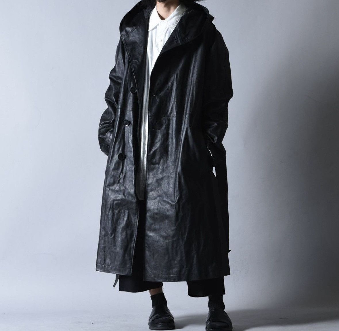 Isamu Katayama Backlash × Yohji Yamamoto Yohji Yamamoto Pour Homme X Backlash Hooded Leather Coat Size US M / EU 48-50 / 2 - 11 Thumbnail