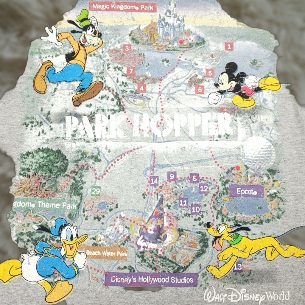 Disney VINTAGE Disney Disneyland Park Hopper Map Mickey Goofy Pluto Donald T-Shirt Adult Small Gray Crew Neck Short Sleeve Unisex Size US S / EU 44-46 / 1 - 1 Thumbnail