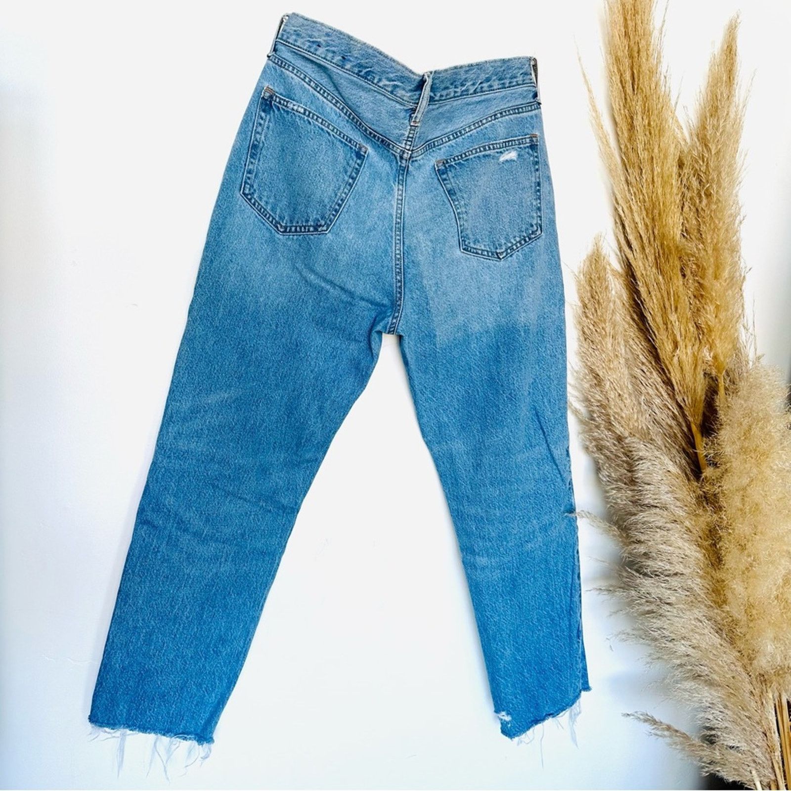 Gap GAP Boyfriend Distressed Straight Leg Blue Ankle Denim Jeans Size 28" / US 6 / IT 42 - 10 Thumbnail