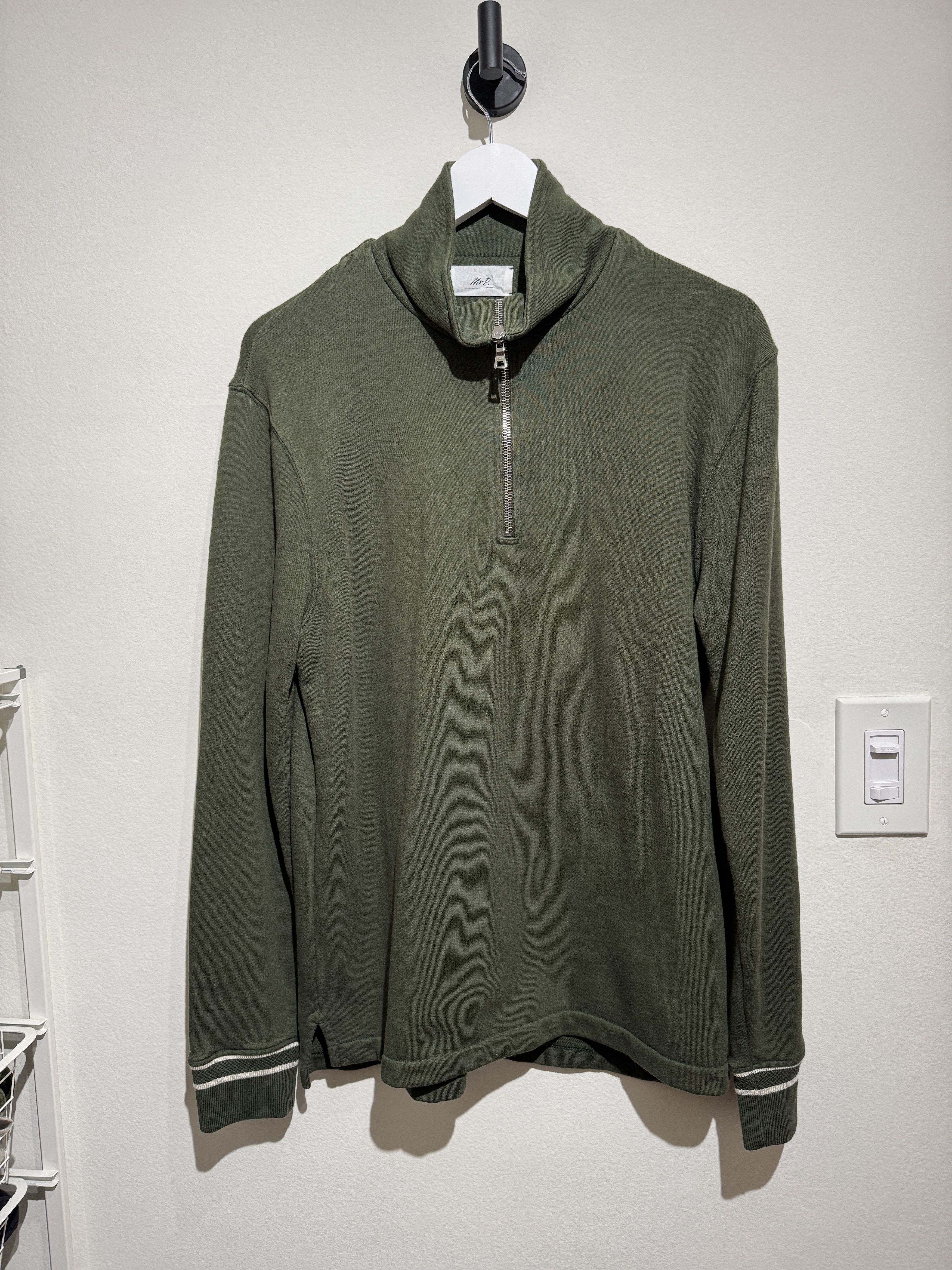 Mr P. Mr P. Quarter-Zip Sweatshirt – Sage Green Size US M / EU 48-50 / 2 - 1 Thumbnail