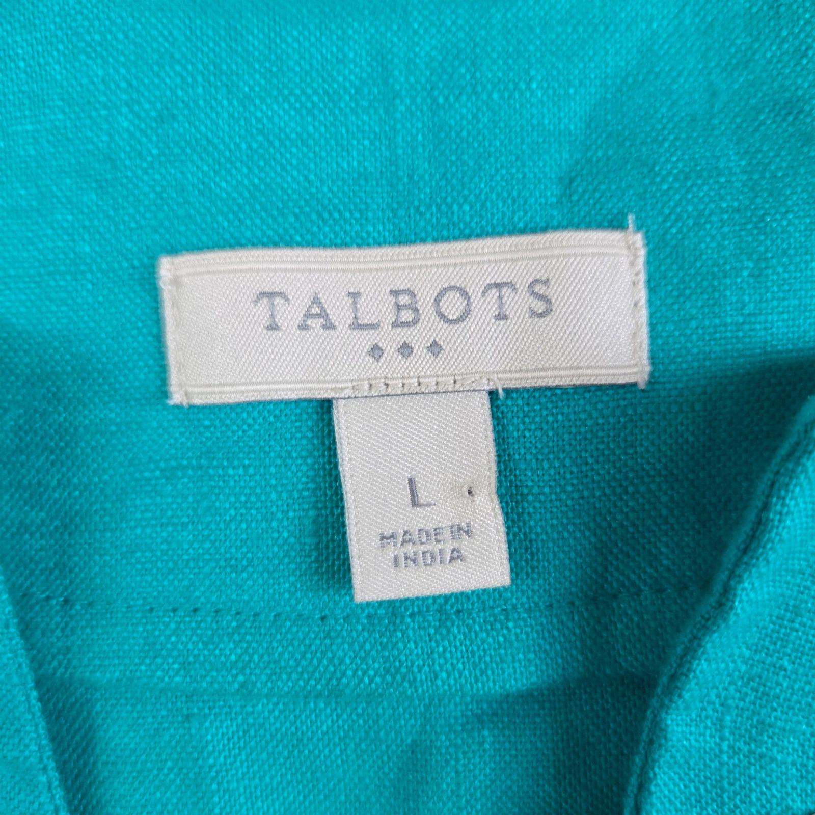 Other Talbots Teal Embroidered Linen Blouse Size Large Size L / US 10 / IT 46 - 4 Thumbnail