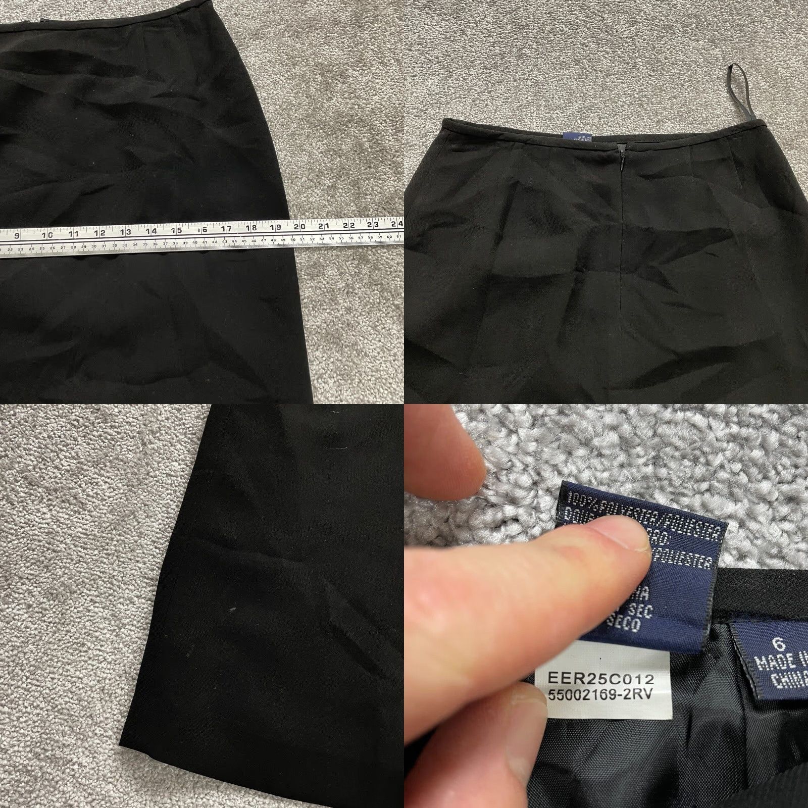 Vintage Rena Rowan Skirt Pencil Straight Midi Women 6 Black Solid Back Zip Workwear Womens Size 28" / US 6 / IT 42 - 8 Thumbnail