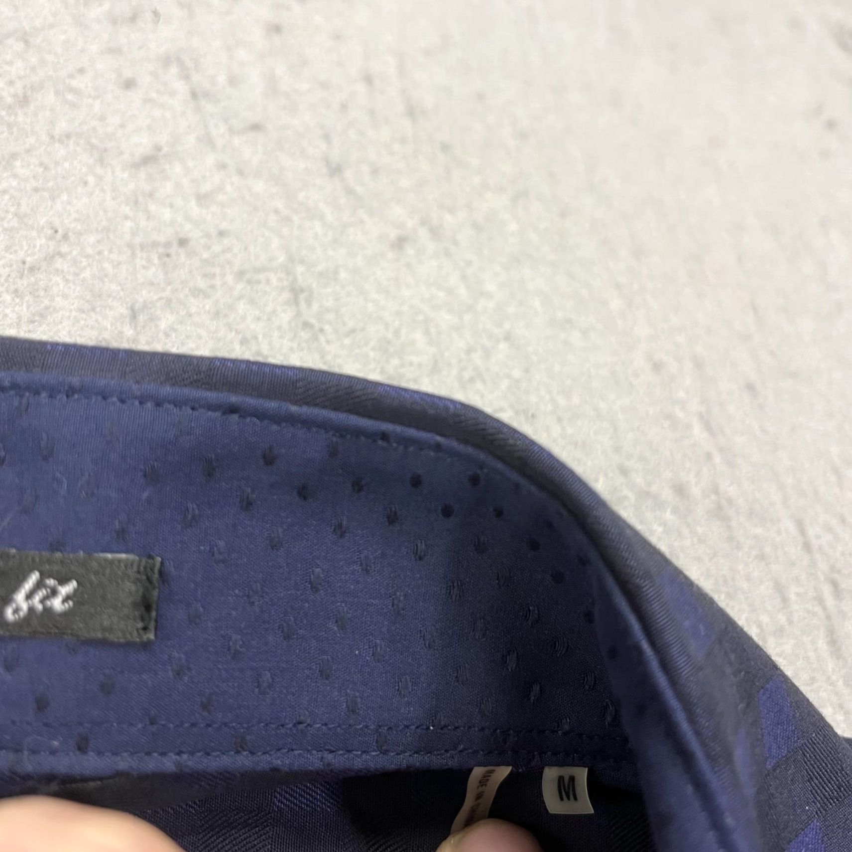 BUGATCHI Bugatchi Shirt Mens Medium Blue Check Classic Fit 100% Cotton Flip Cuff Contrast Size US M / EU 48-50 / 2 - 7 Thumbnail