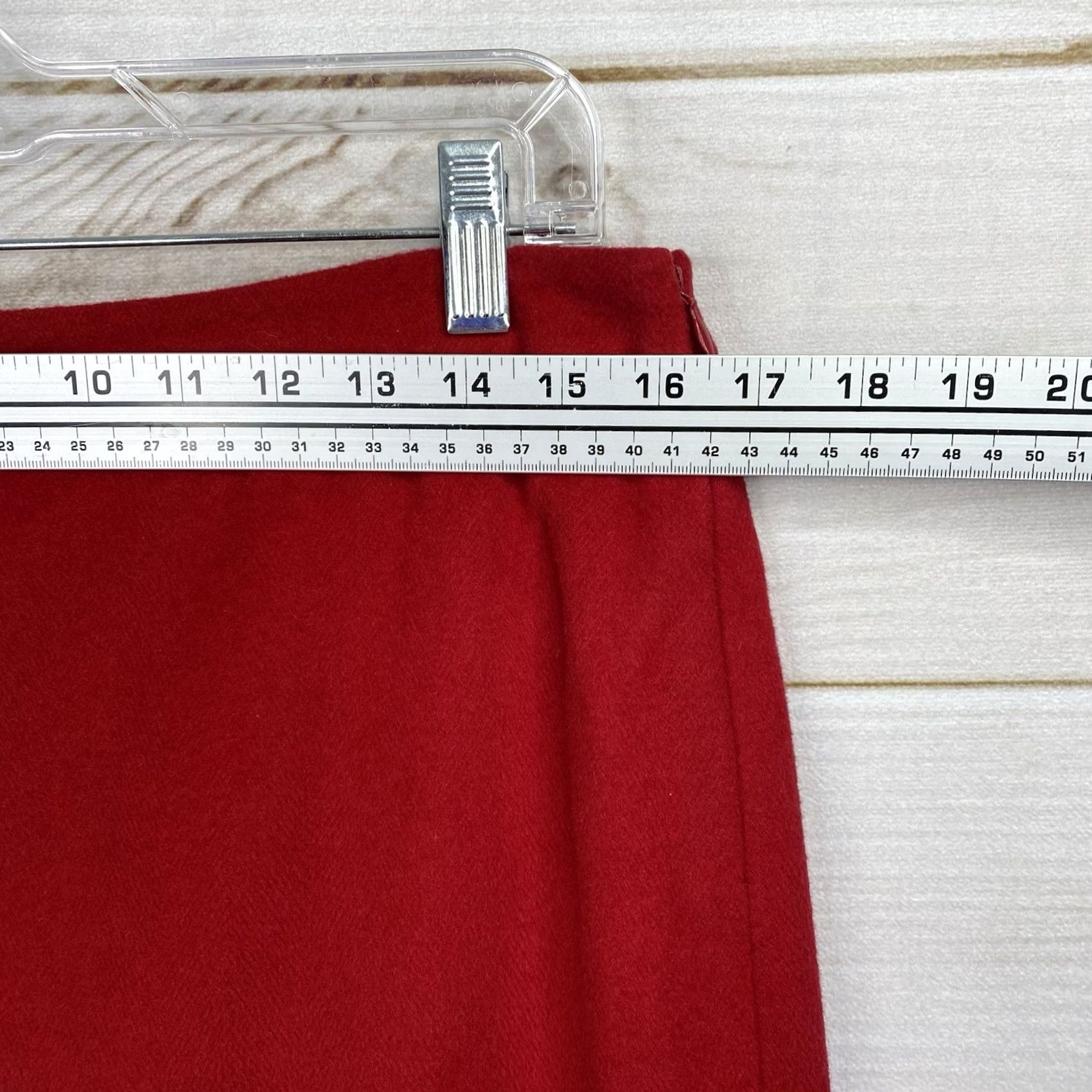 Ann Taylor VINTAGE Ann Taylor Pencil Skirt Sz 12P Red Wool Rabbit Hair Lined Pleated Back Side Zip Women Skirt 12P Red Wool Pencil Slit Lined Zip Size 34" / US 12 / IT 48 - 3 Thumbnail