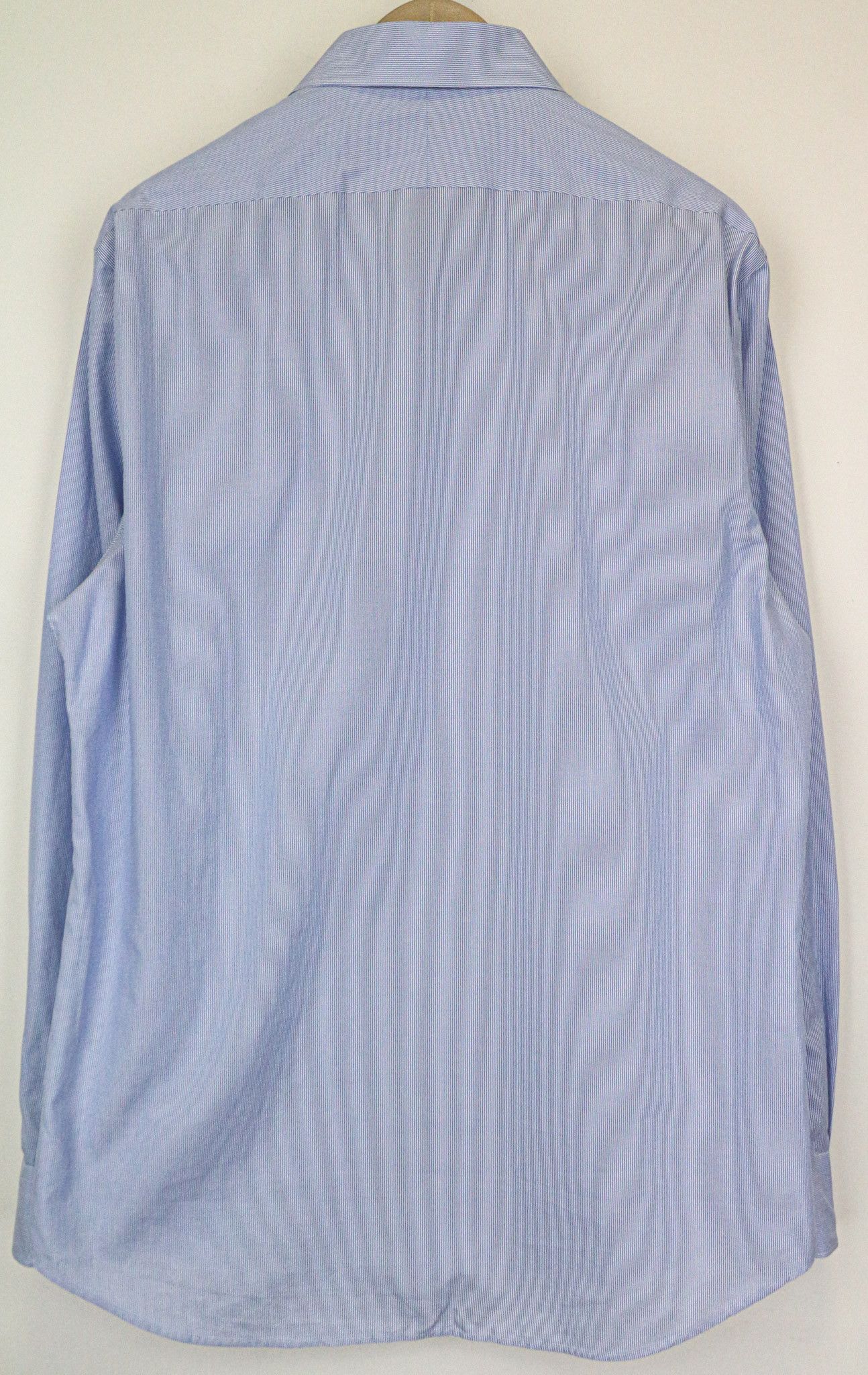 Suitsupply 44/17 1/2 Extra Slim Blue Cotton Stripe Twill Shirt 79296 Size 44R - 2 Thumbnail