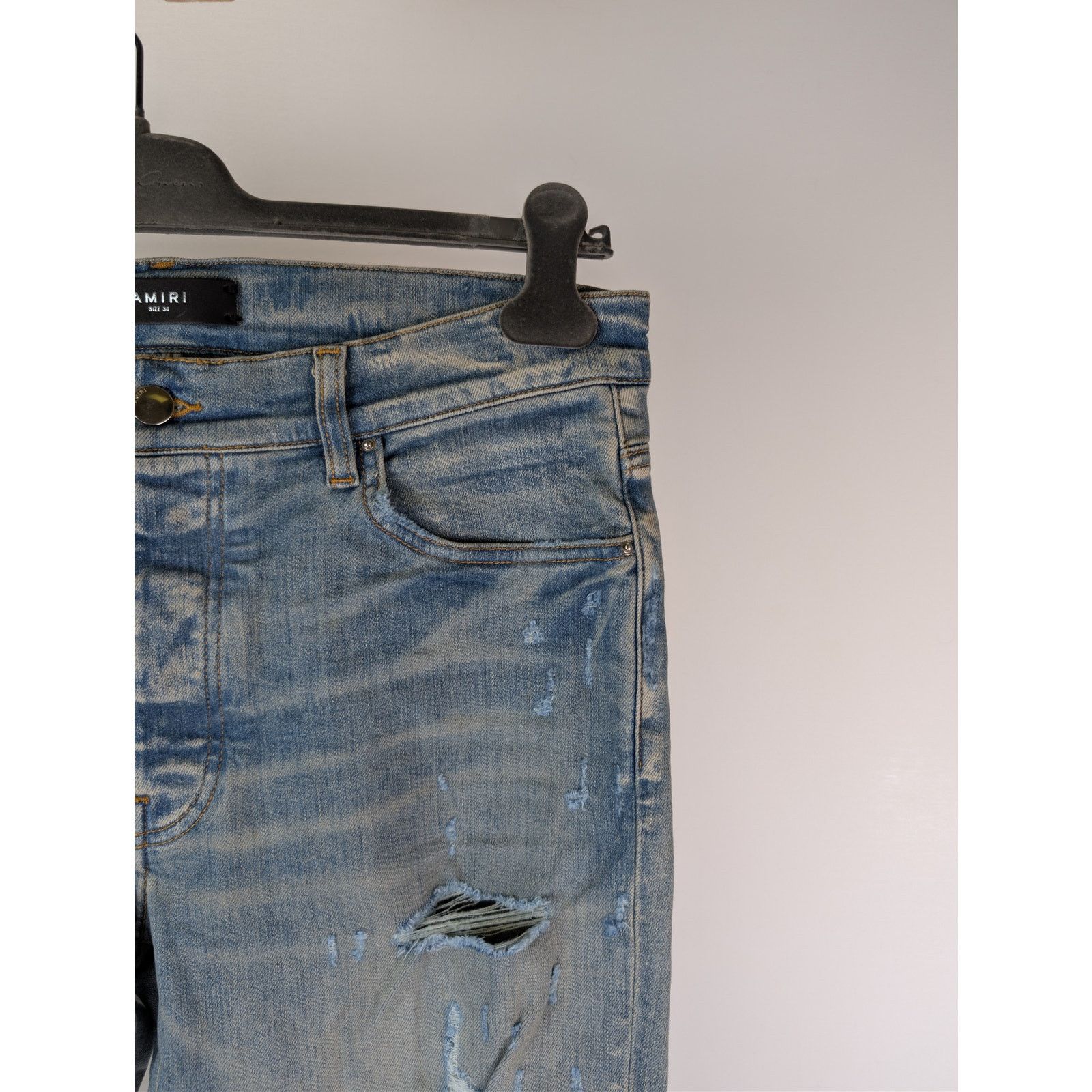 Amiri o1rshd1 Old English Logo Jean Denim Jeans Clay Indigo Size US 34 / EU 50 - 5 Thumbnail