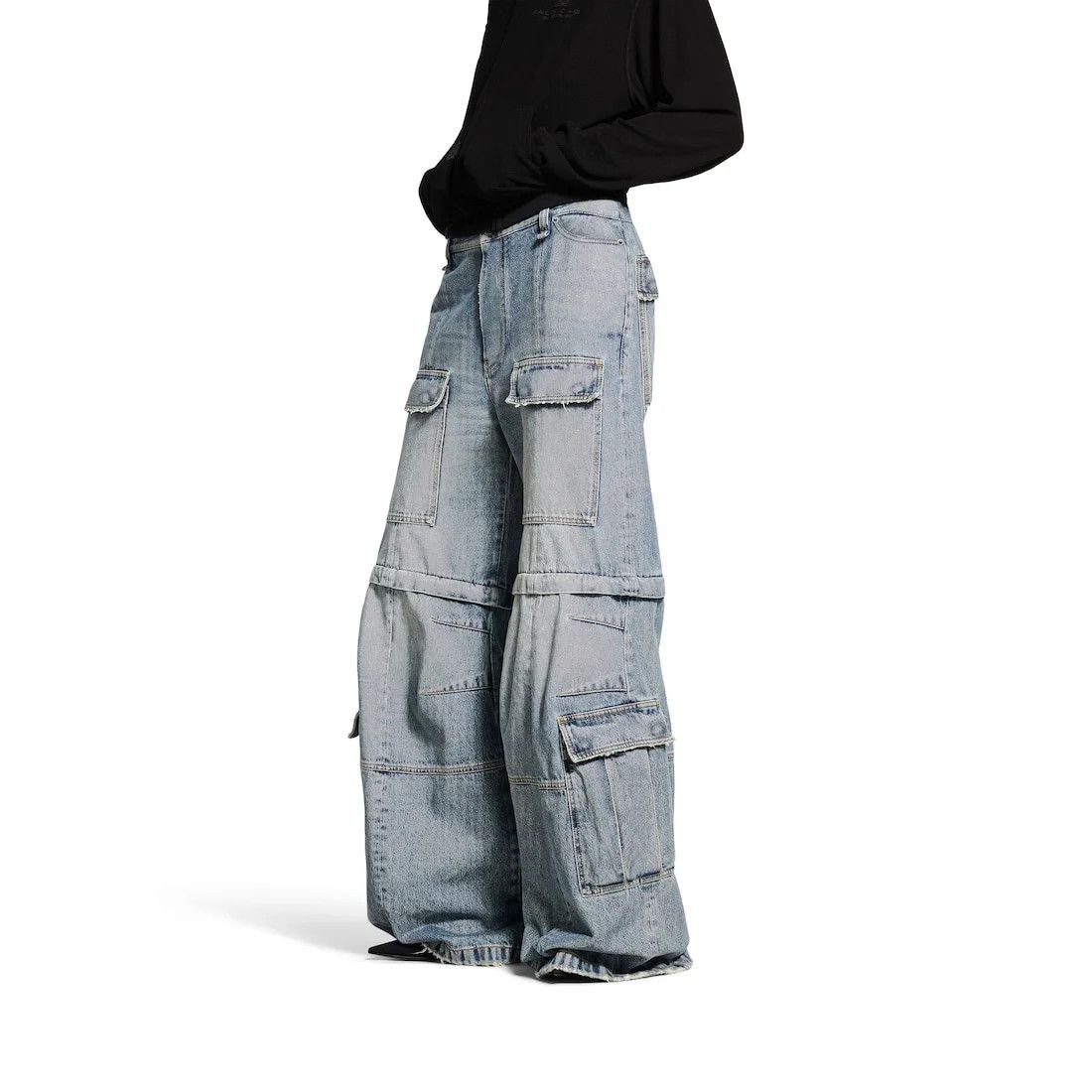 Balenciaga o1tr1nto0426 Flared Cargo Pants in Blue Size 28" / US 6 / IT 42 - 5 Thumbnail