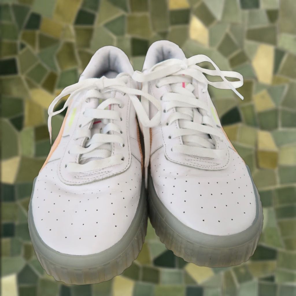 Puma Puma Cali Neon Ice White Rainbow Striped Lace-Up Sneakers Women Size 10 US Shoe Size 10 Sneaker Athletic Shoes Size US 10 / IT 40 - 1 Thumbnail