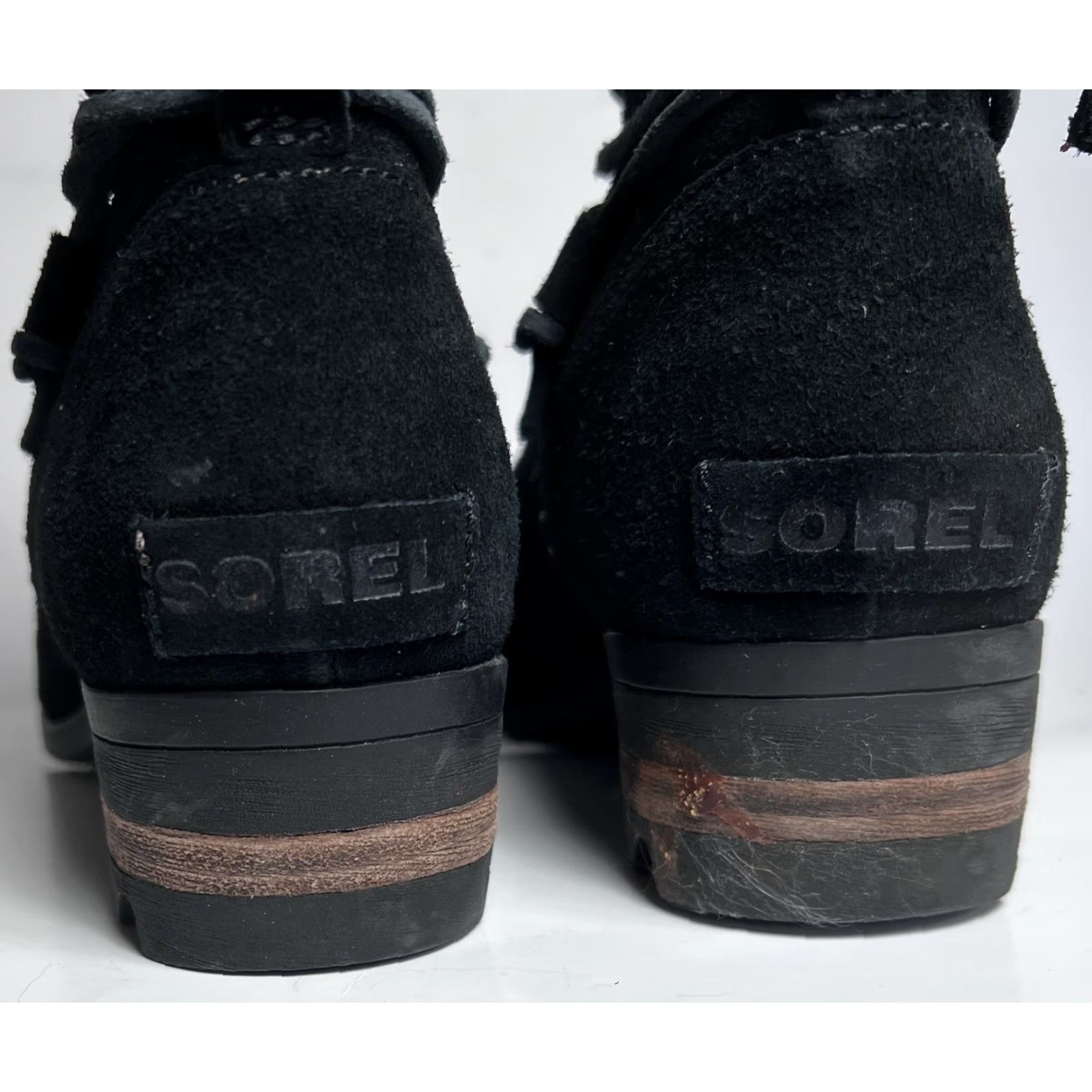 SOREL SOREL Farah Bootie Boots Ankle Black Suede Leather Tie Tassel Size 7.5 Women) Size 30" / US 8 / IT 44 - 4 Thumbnail