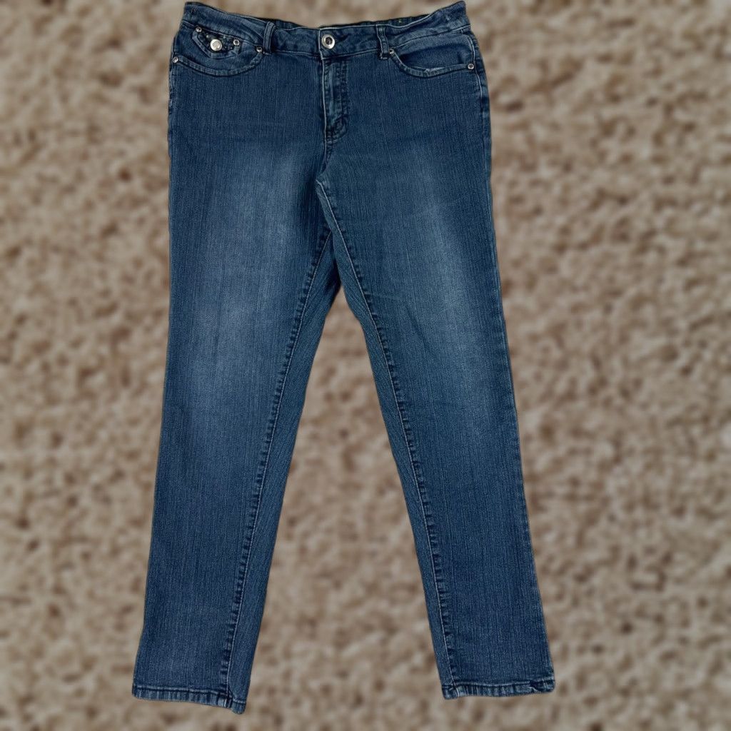 Vintage One 5 One Jeans Womens 31 Blue Denim Tapered Mid Rise 31x30 Cotton Blend Stretch 5-Pocket Design Size 24" / US 00 / IT 34 - 1 Thumbnail