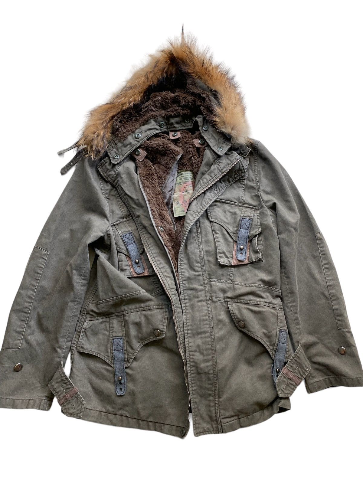 image of Hysteric Glamour x Ppfm Military Bondage Yellow Riot Punk Jacket Tactical in Army Green (Size Large