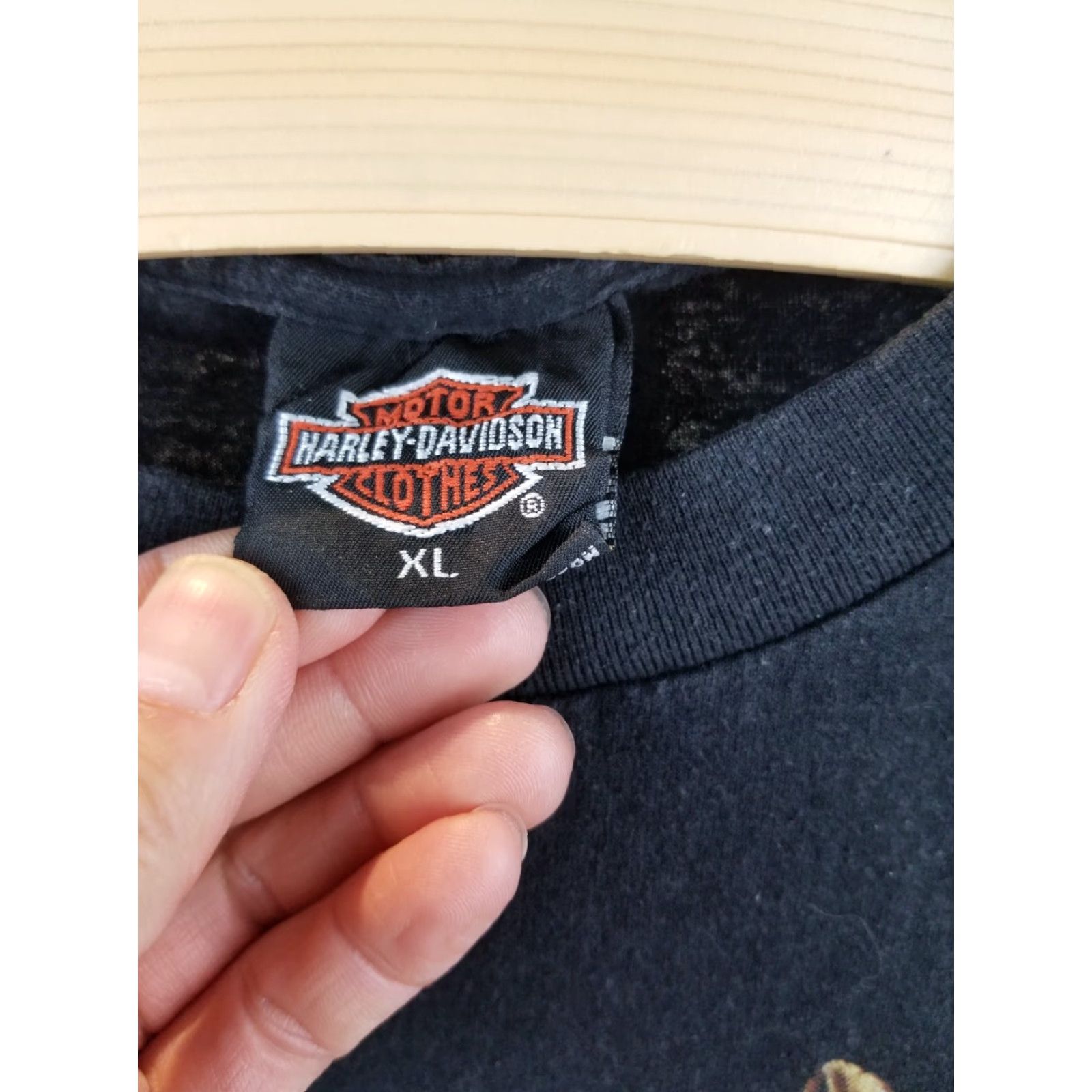 Harley Davidson VINTAGE Harley-Davidson MOTORCYCLE WINGS 3D EMBLEM BLACK T-SHIRT XLARGE SZ XL BLACK Mens T-Shirt Harley-Davidson Vintage 91' Size US XL / EU 56 / 4 - 4 Thumbnail